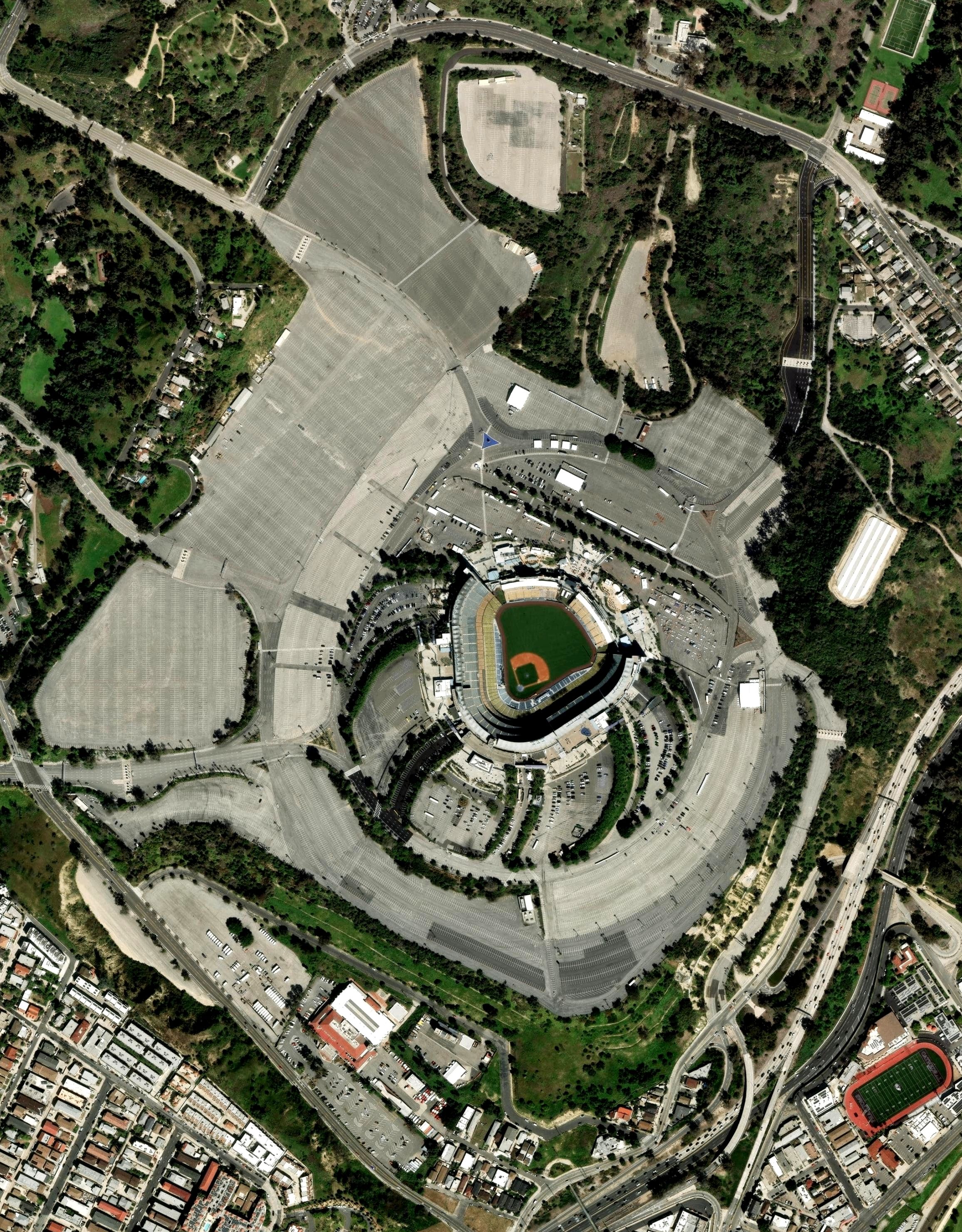 High aerial shot of city