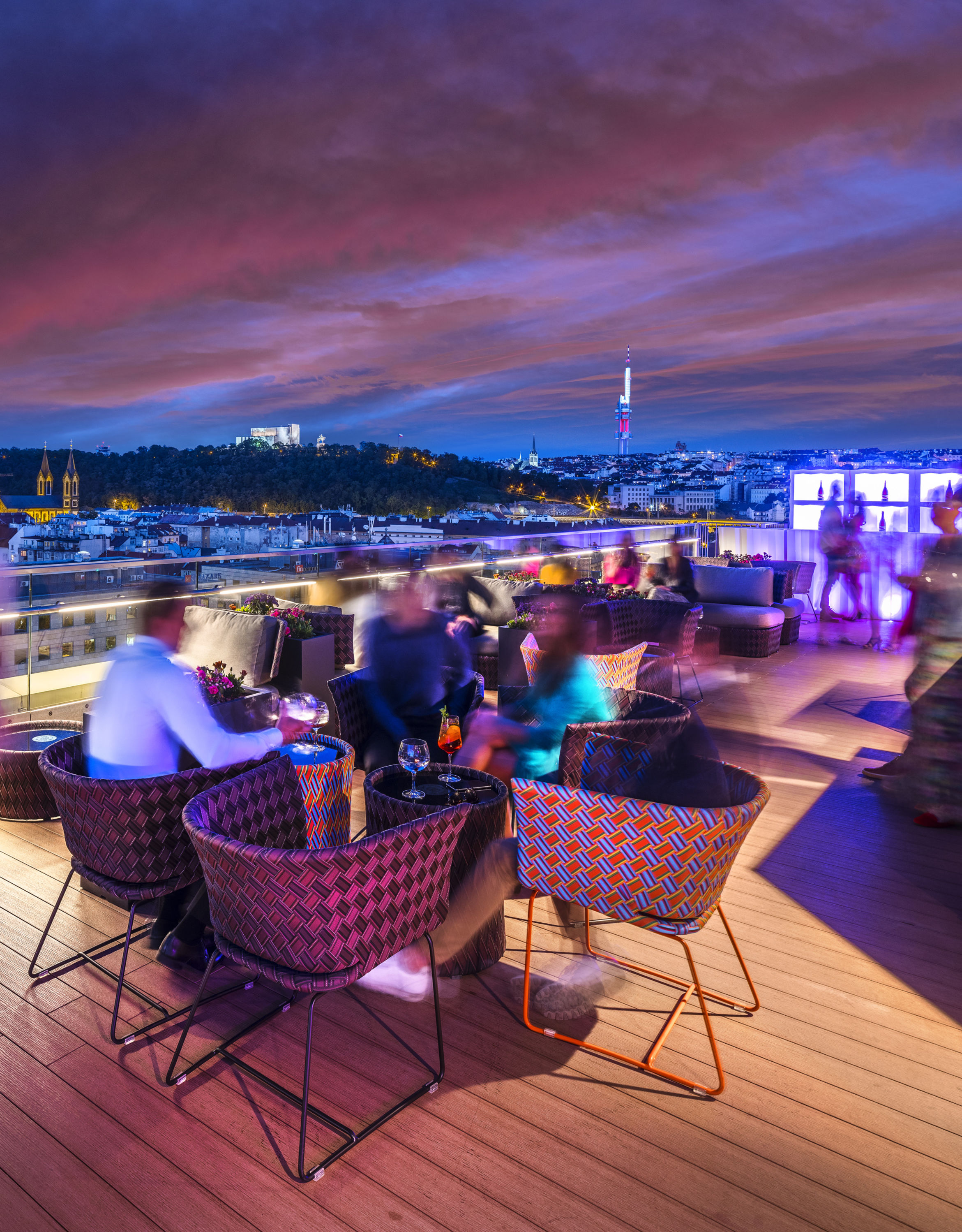 People Dining at on a Terrace at Cloud 9 Sky Bar and Lounge with City View