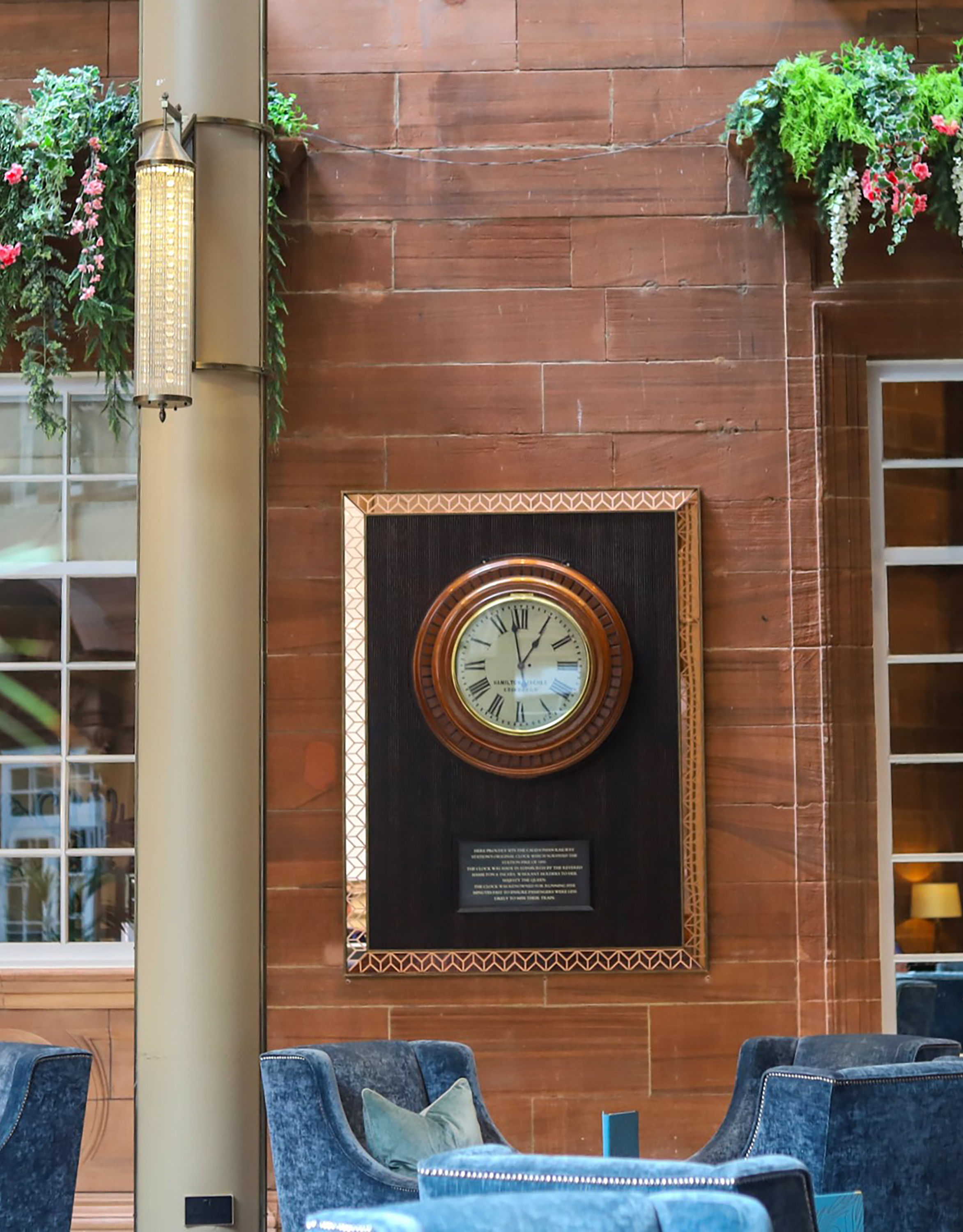 Caledonian Railway clock and seating