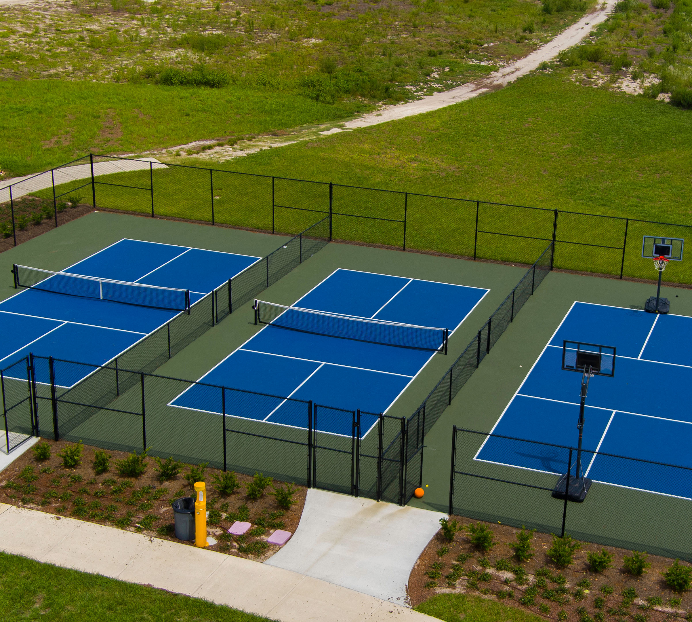 Drone footage of sports pitches