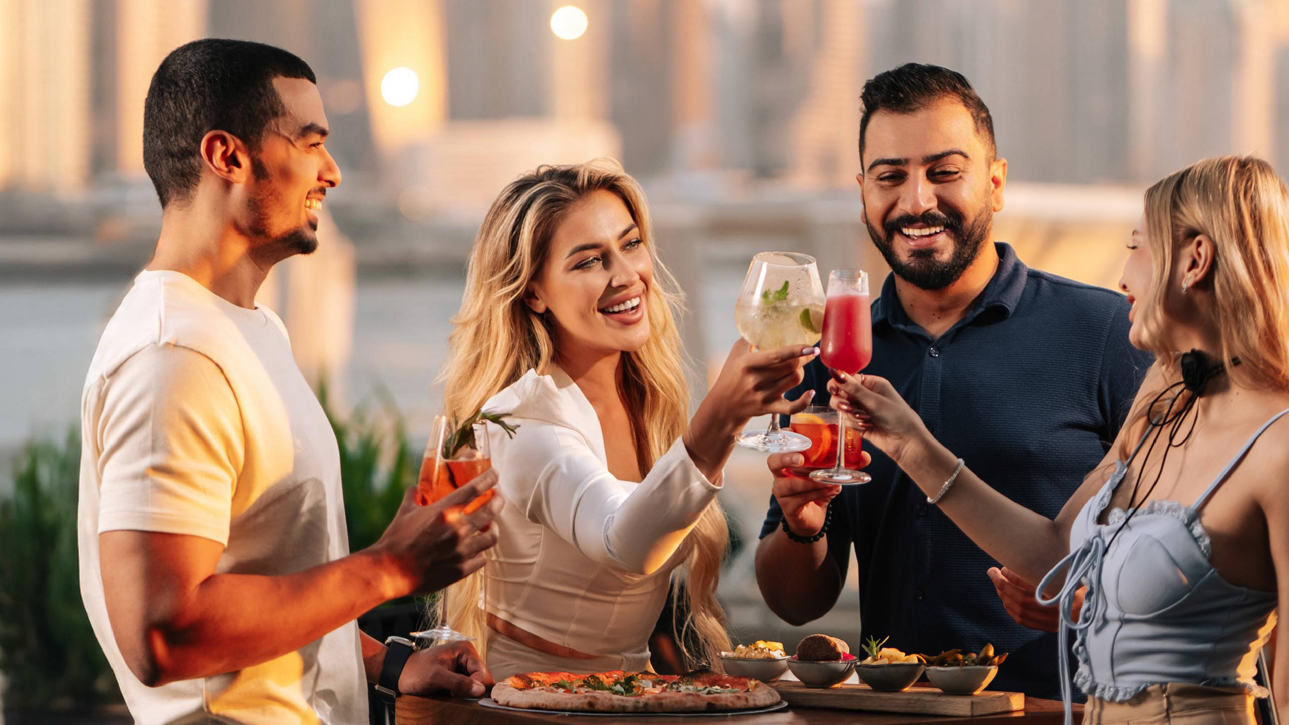 outdoor area with people having drinks