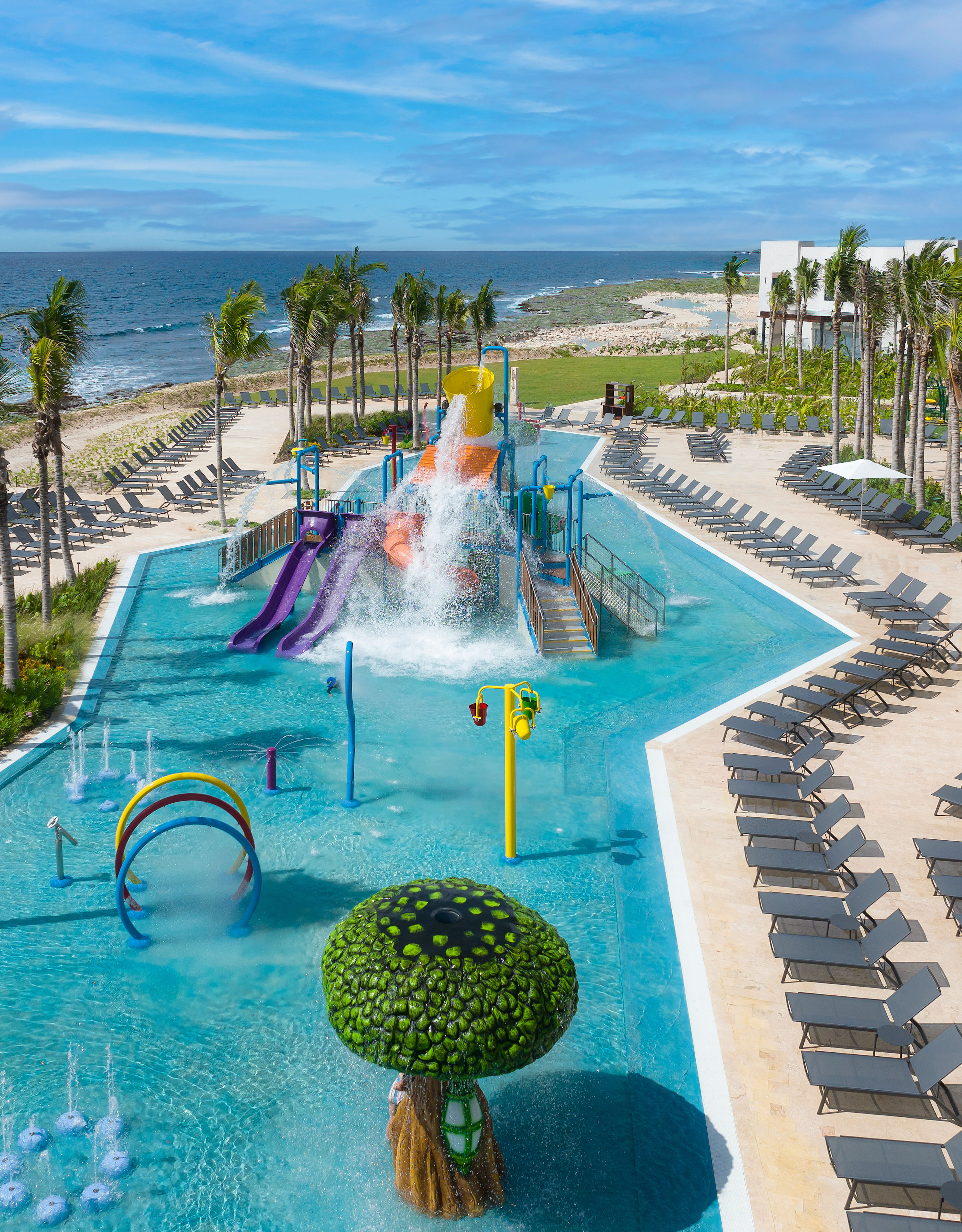 aerial view of outdoor splash pad play area