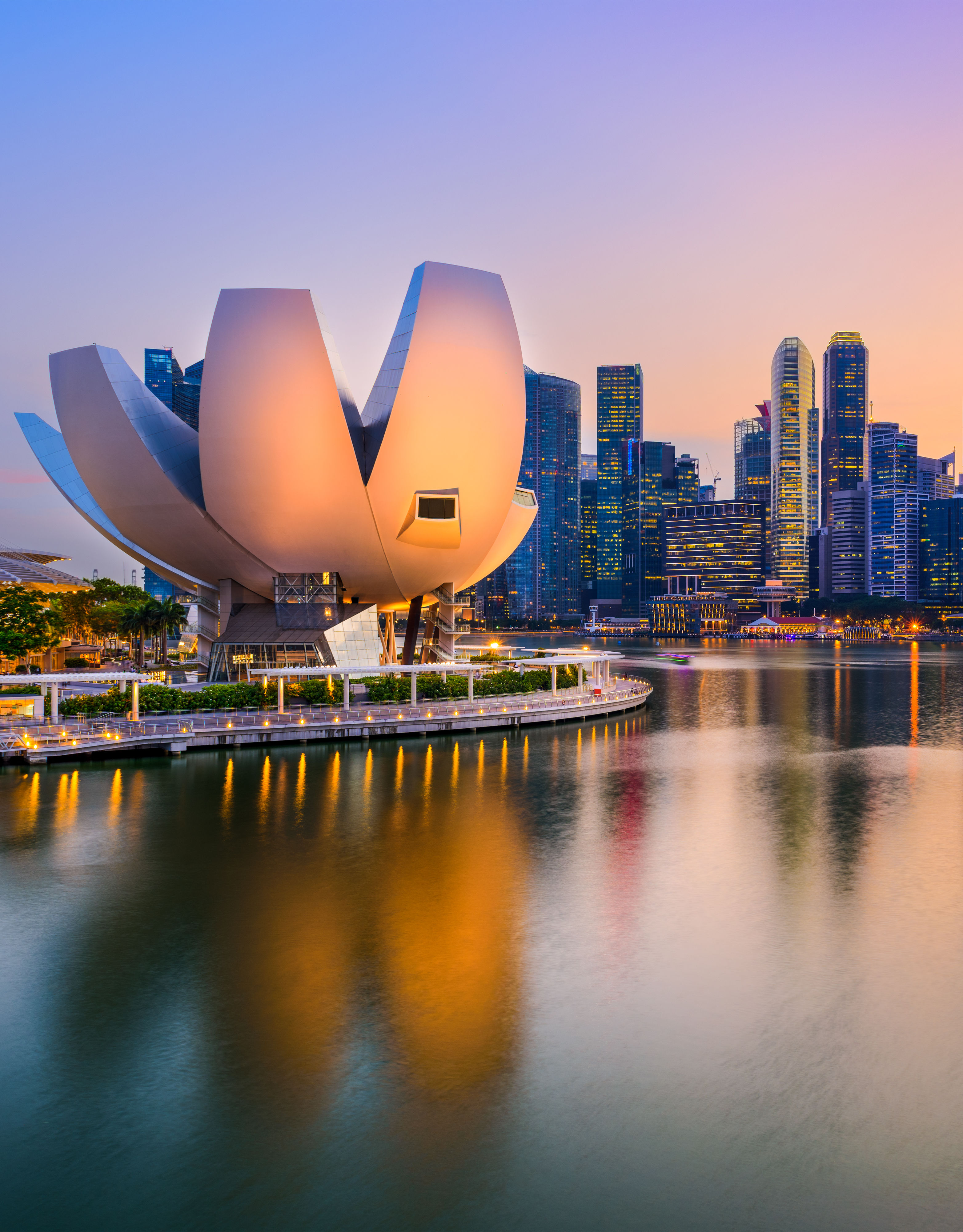 panorama Singapuru o zmierzchu