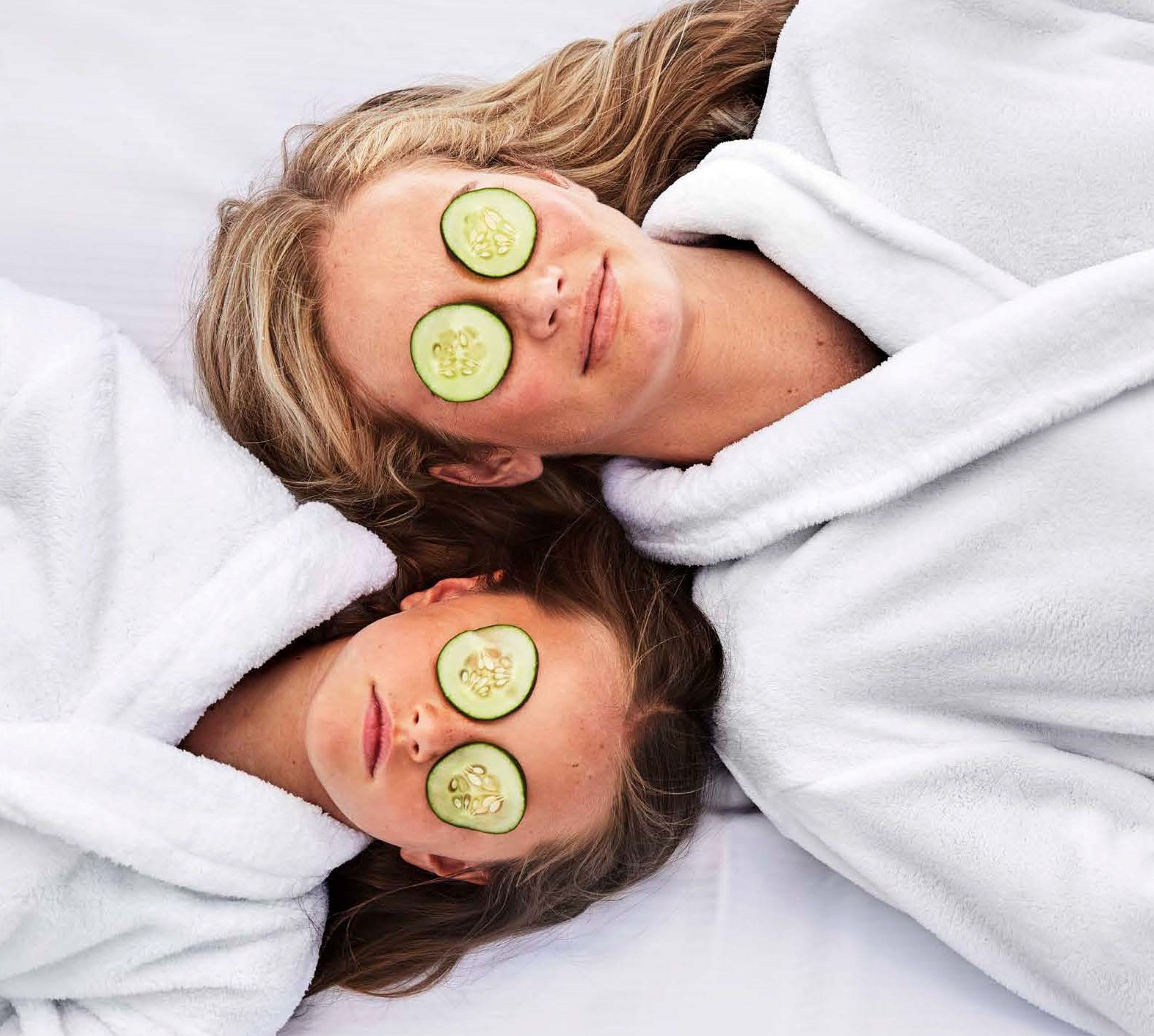 Mother and Daughter Relaxing at Spa Q