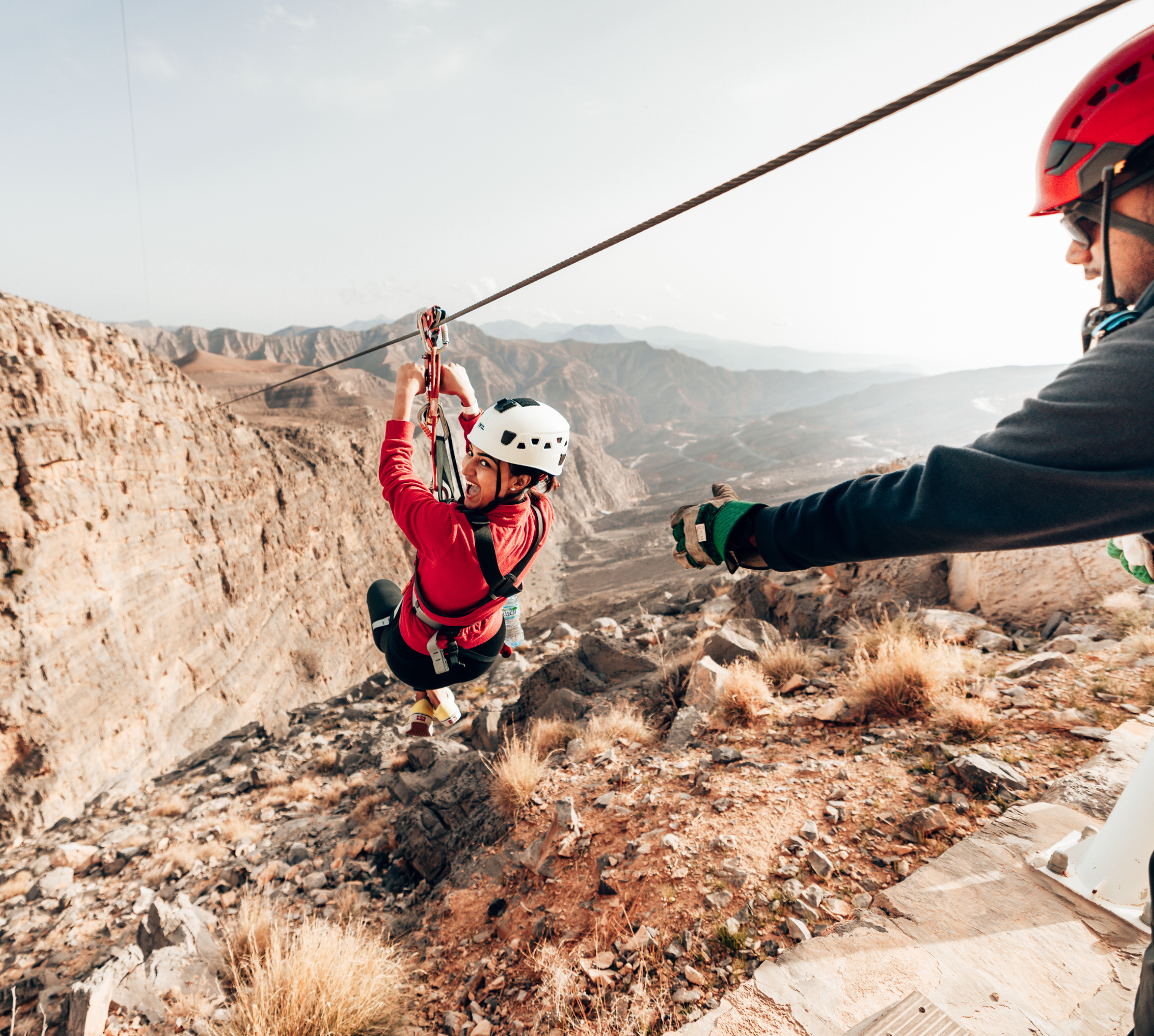 Sky your image of couple on zipline
