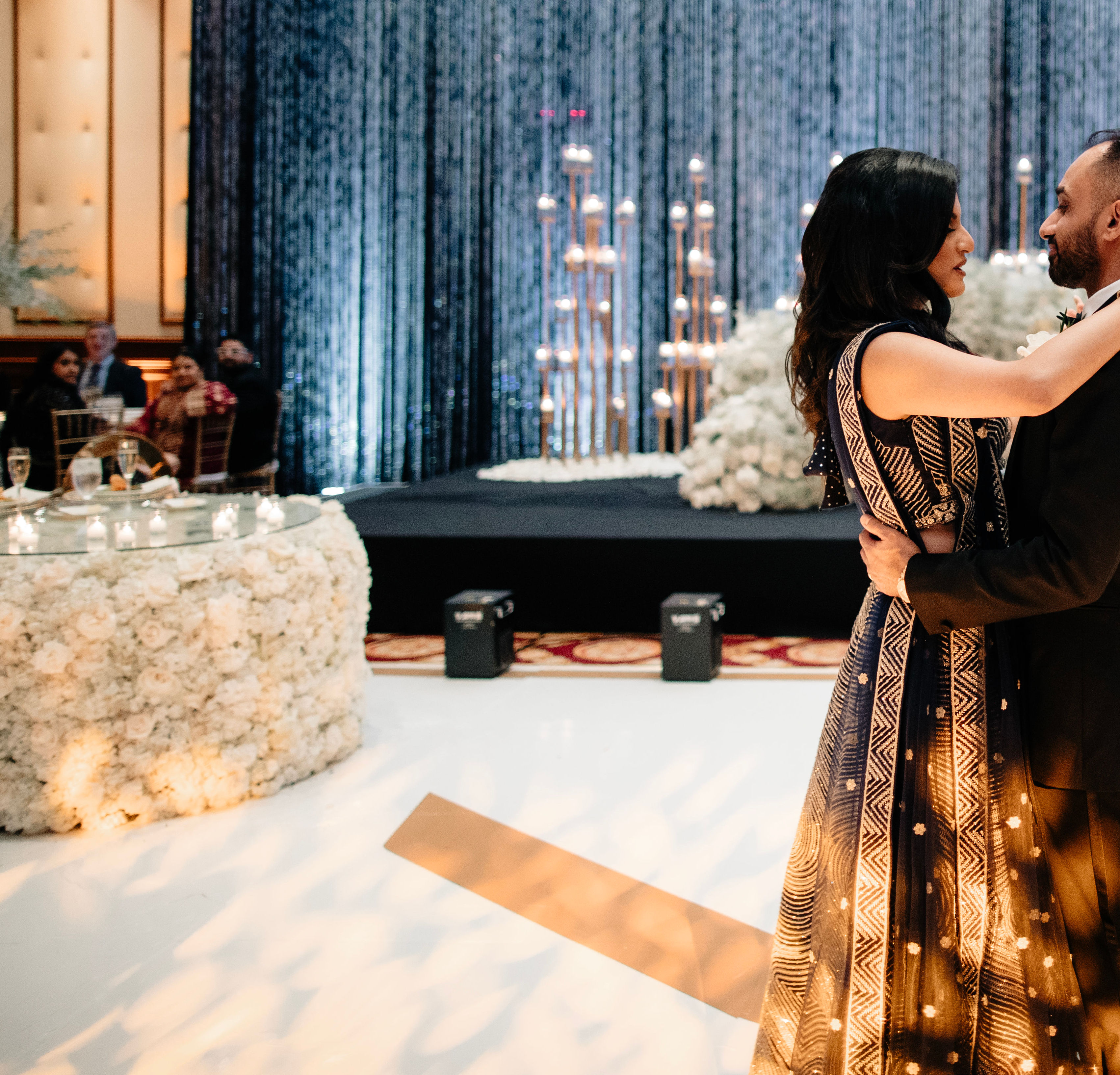 Couple in a Ballroom on Their Wedding Day