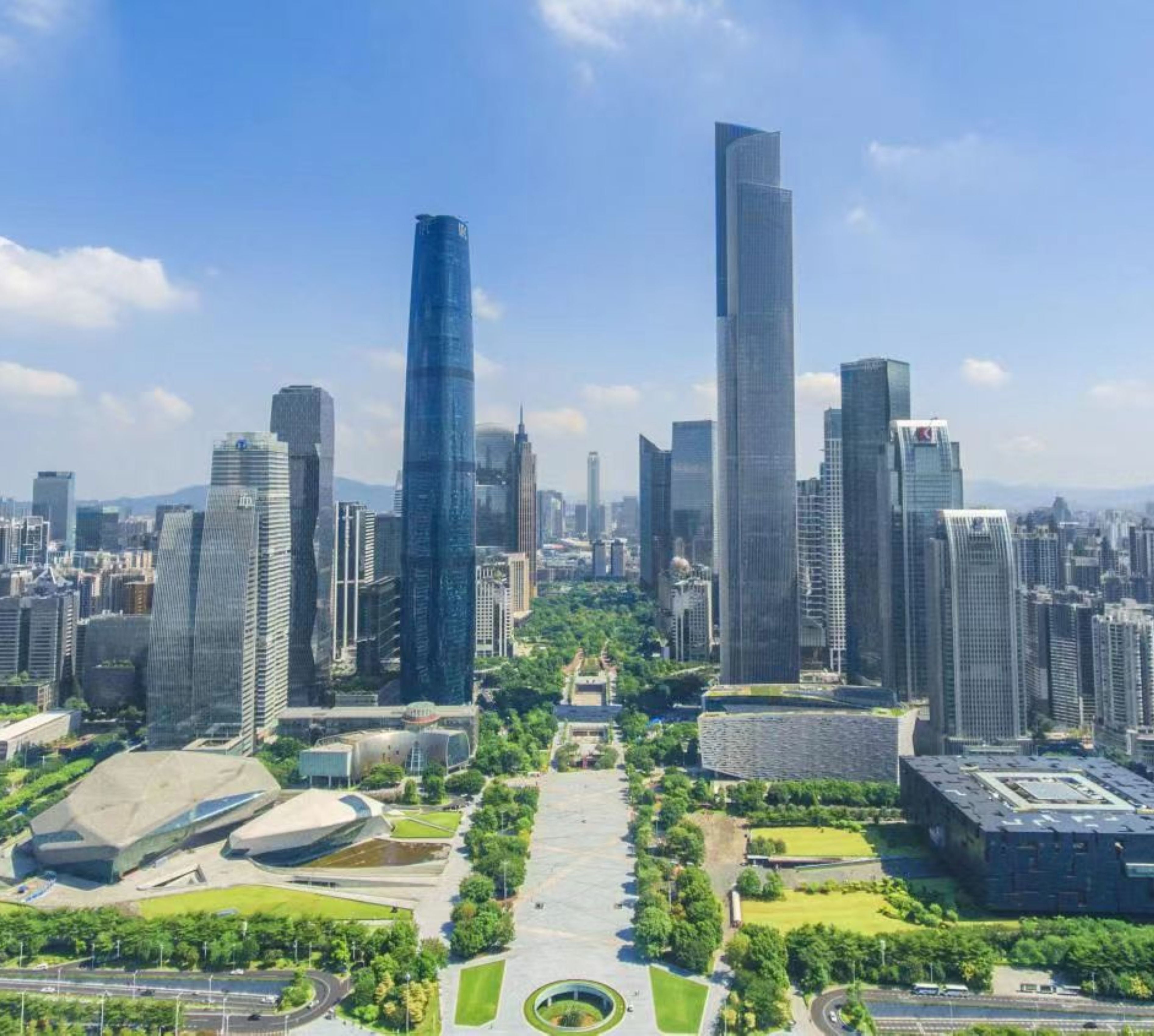 Aerial View of Huacheng Square and the City of Guangzhou