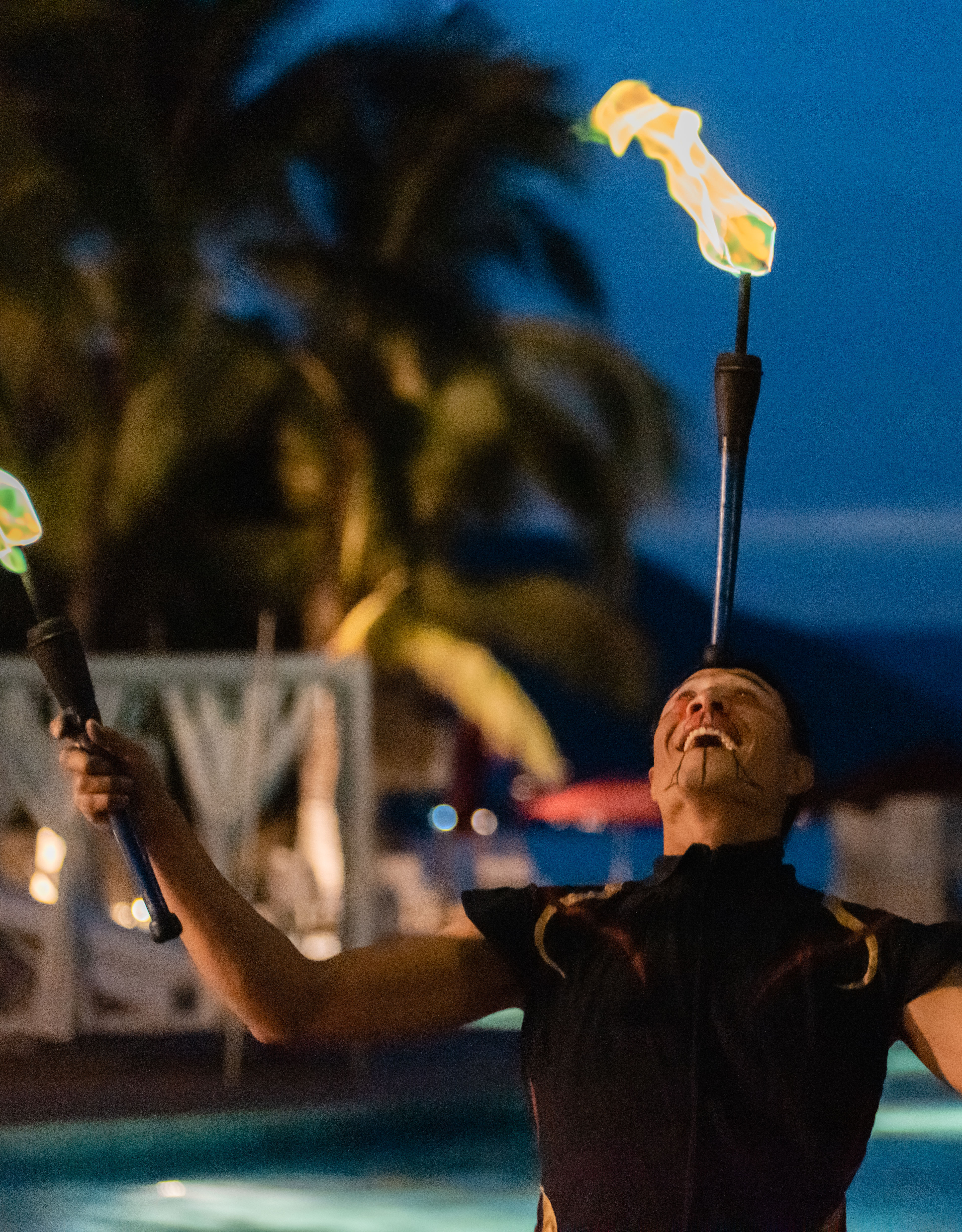 Salon du feu en soirée
