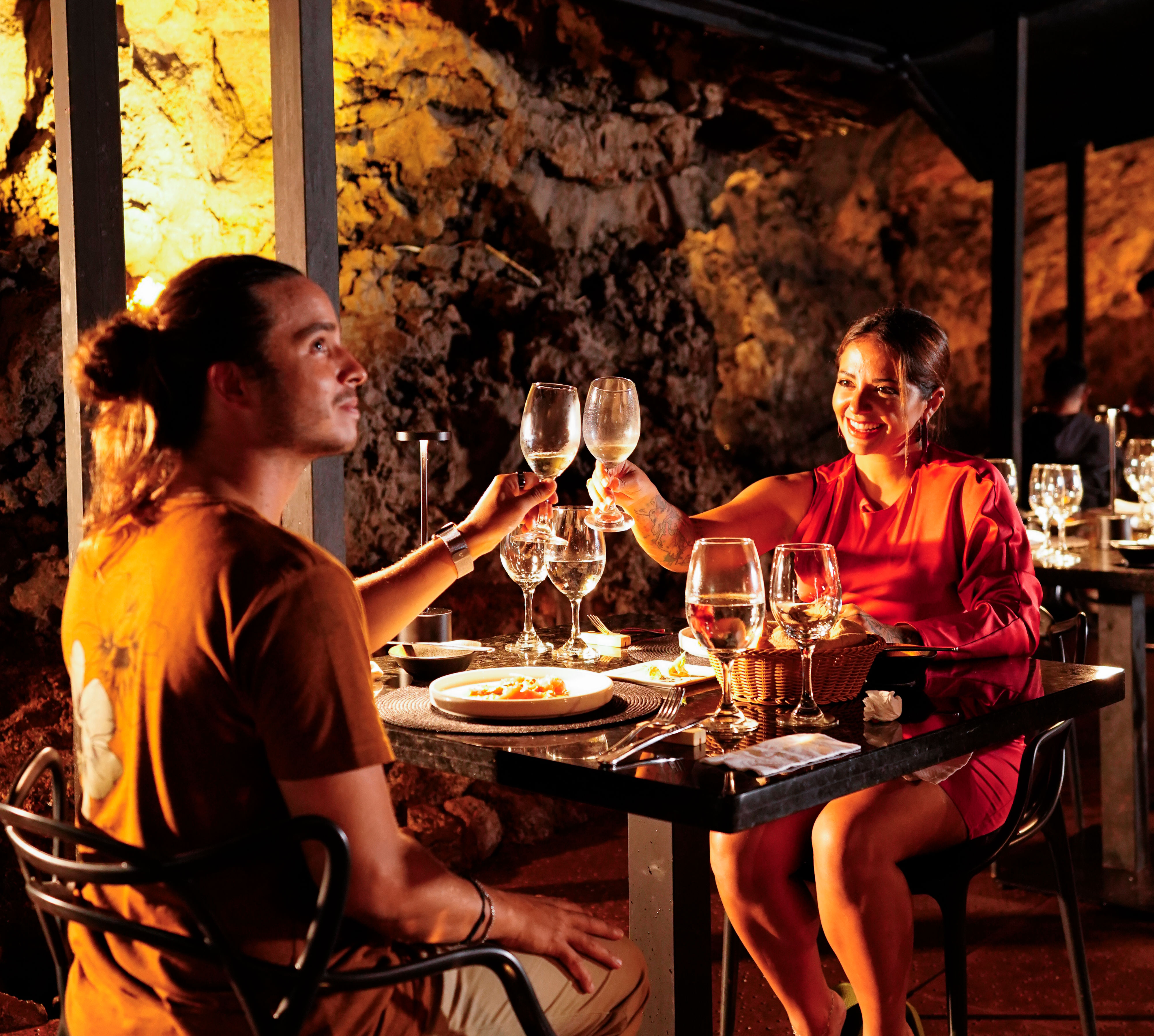 Couple Dining at Lava Tunnel Restaurant