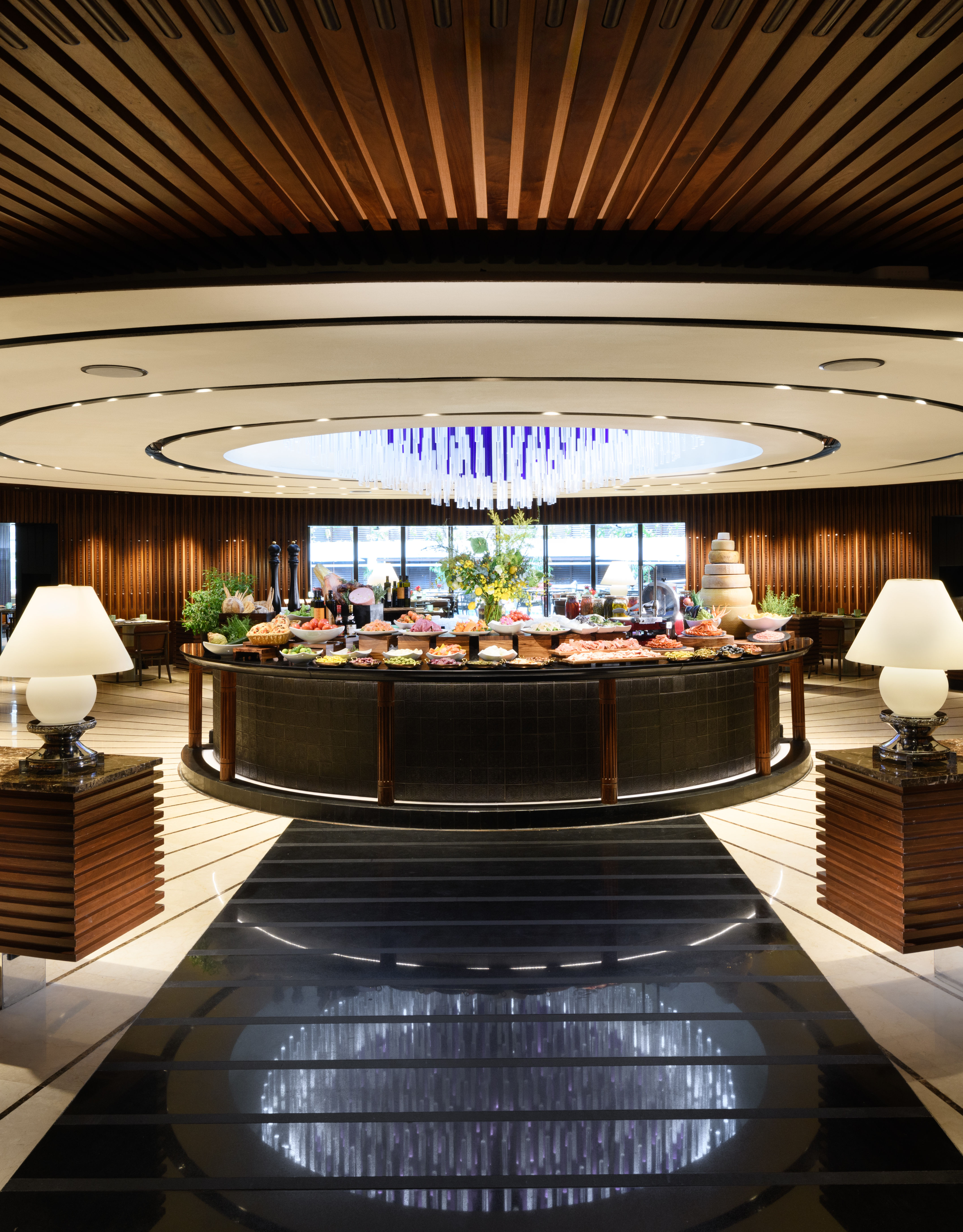 Basilico restaurant area with food options