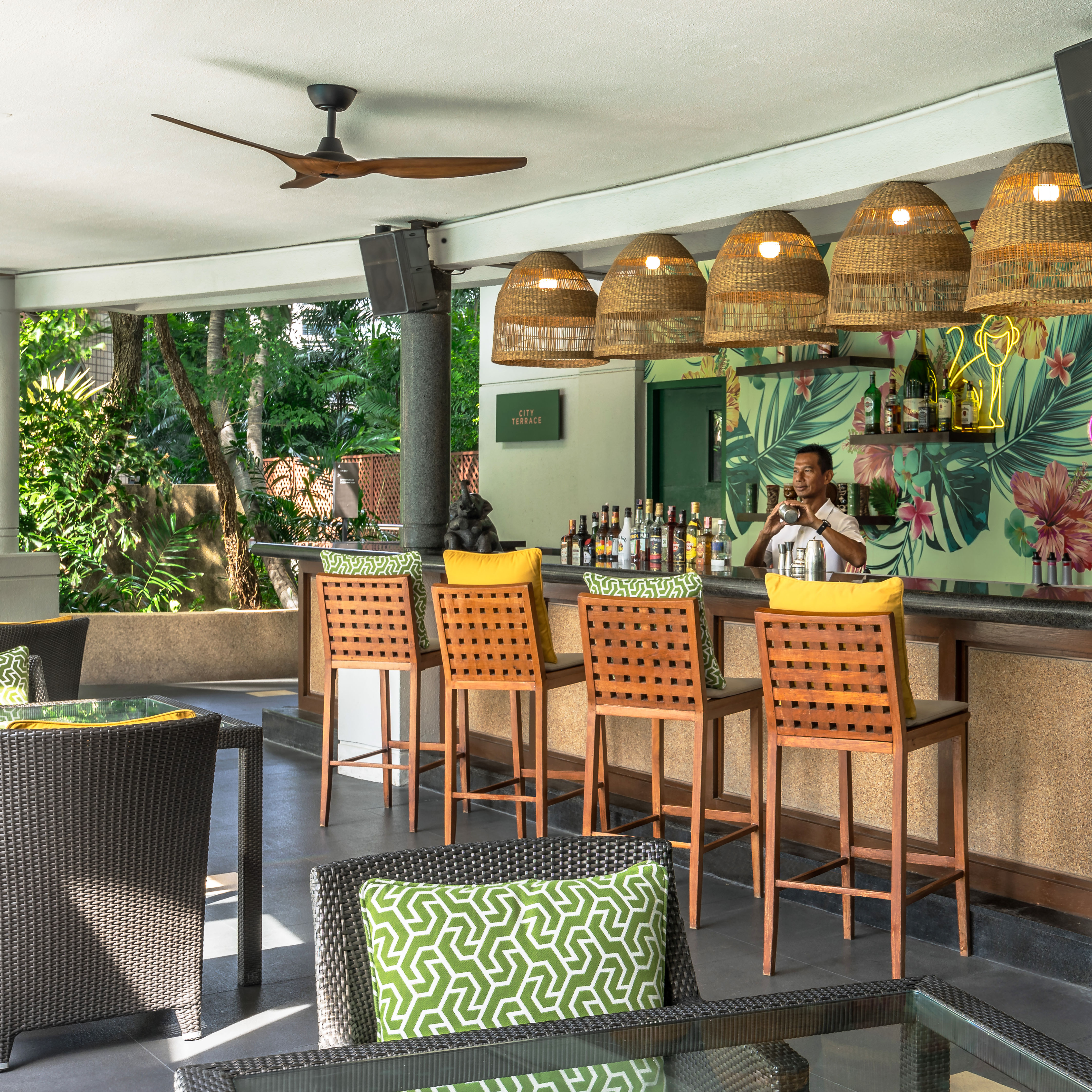 Bartender Preparing a Drink at City Terrace