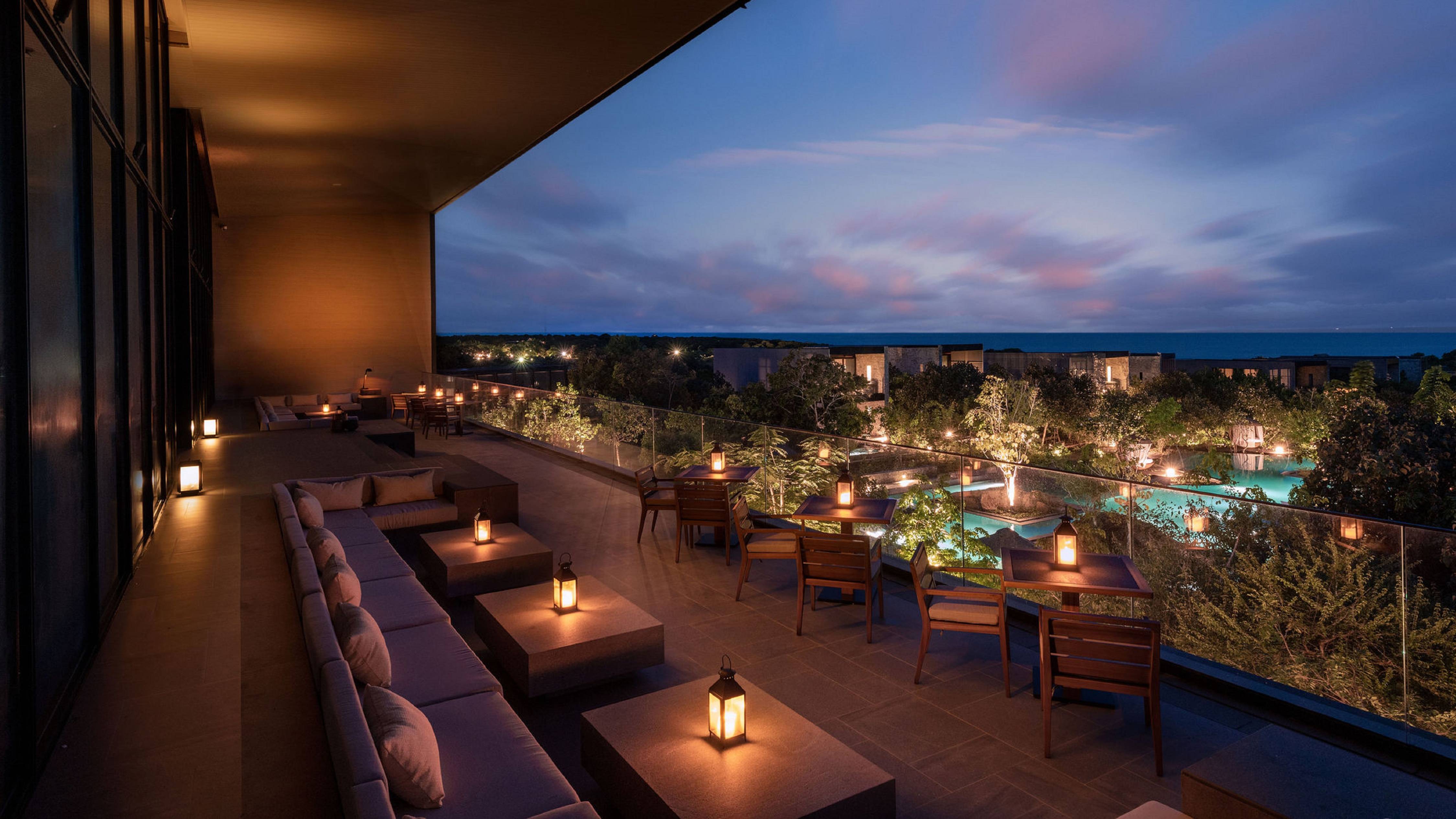 View of the Pool from Vanya Lounge at Night