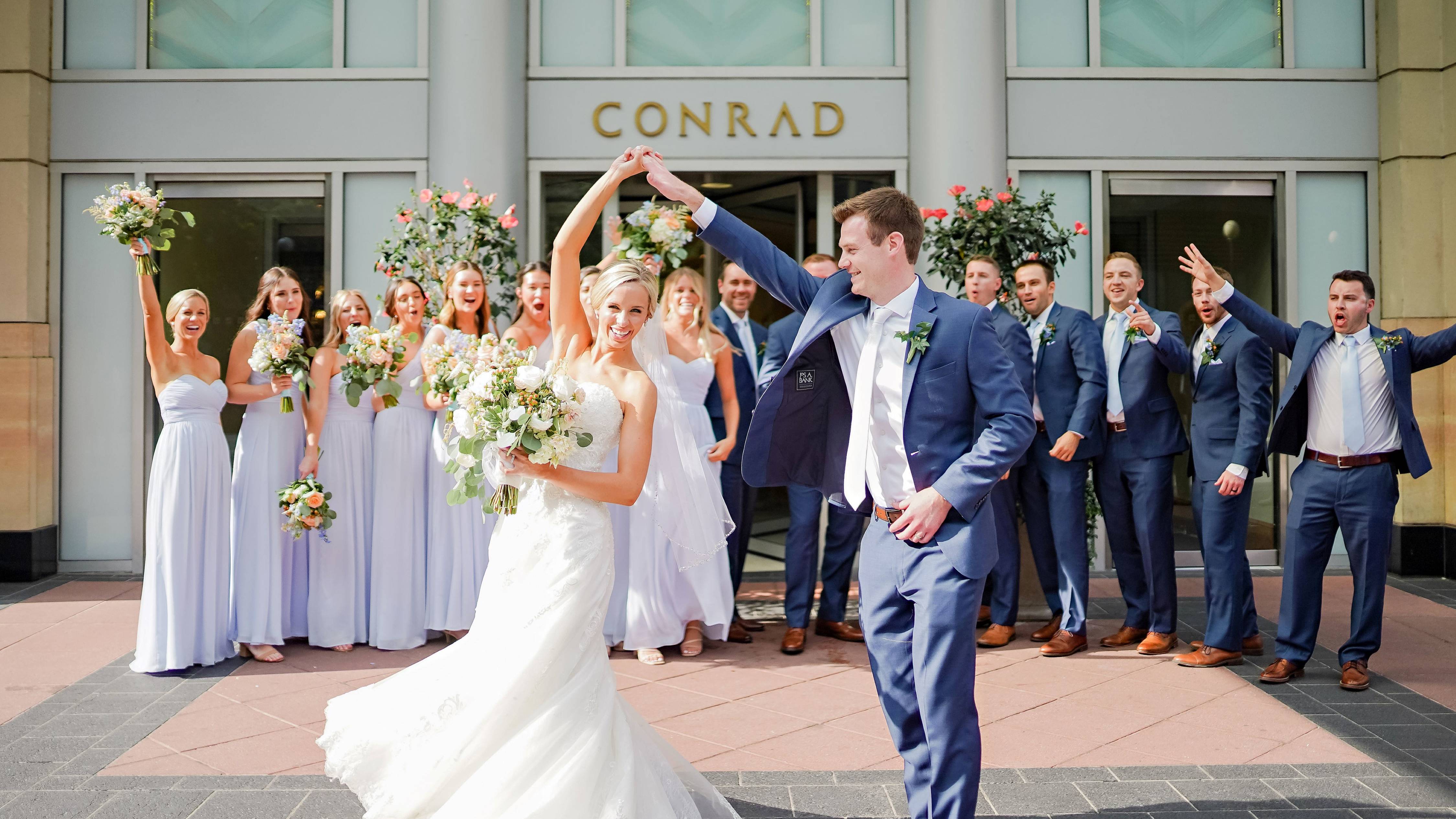 a Couple Celebrating Their Wedding at Conrad Indianapolis