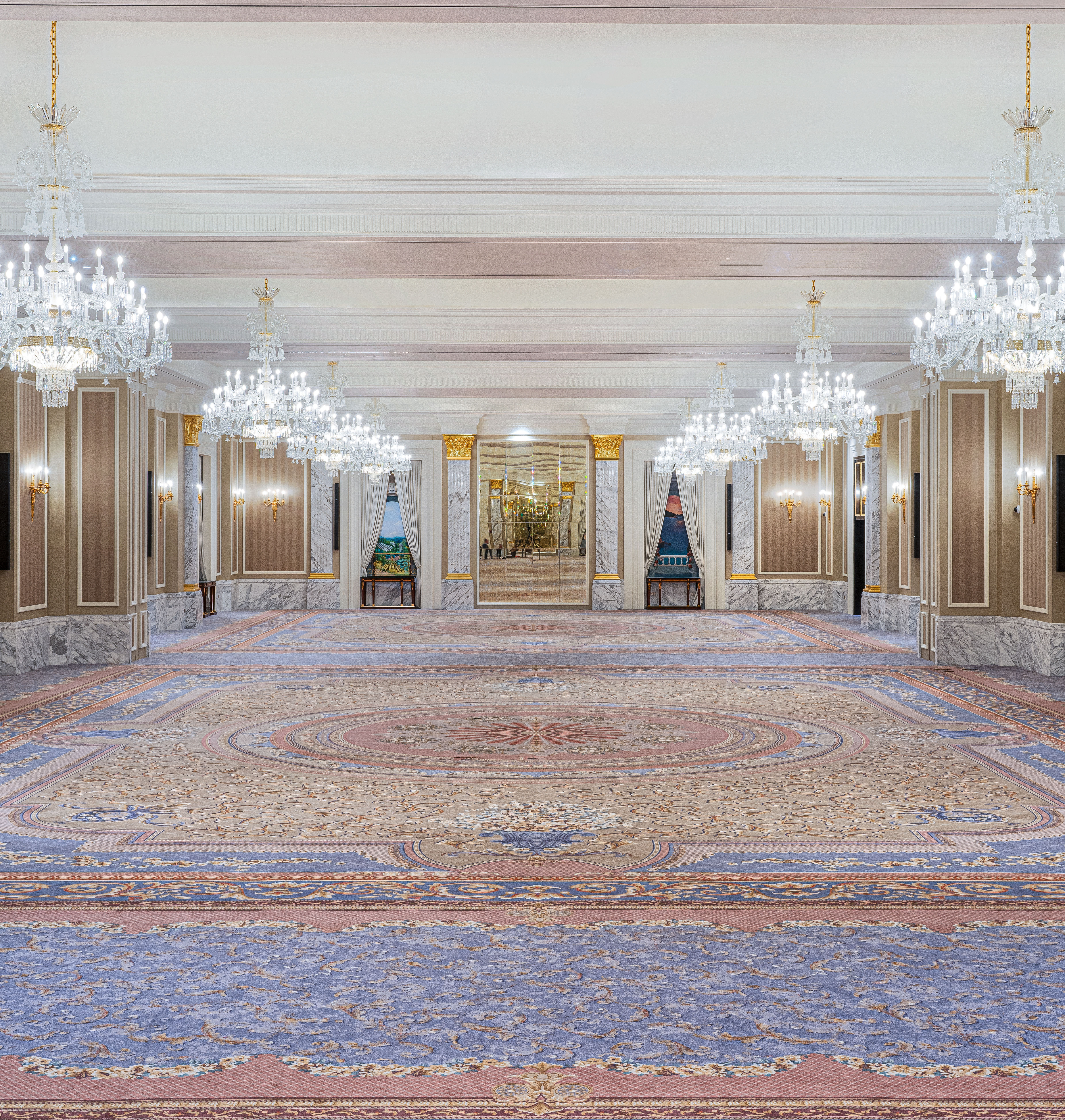 Elegant Ballroom with Large Chandeliers