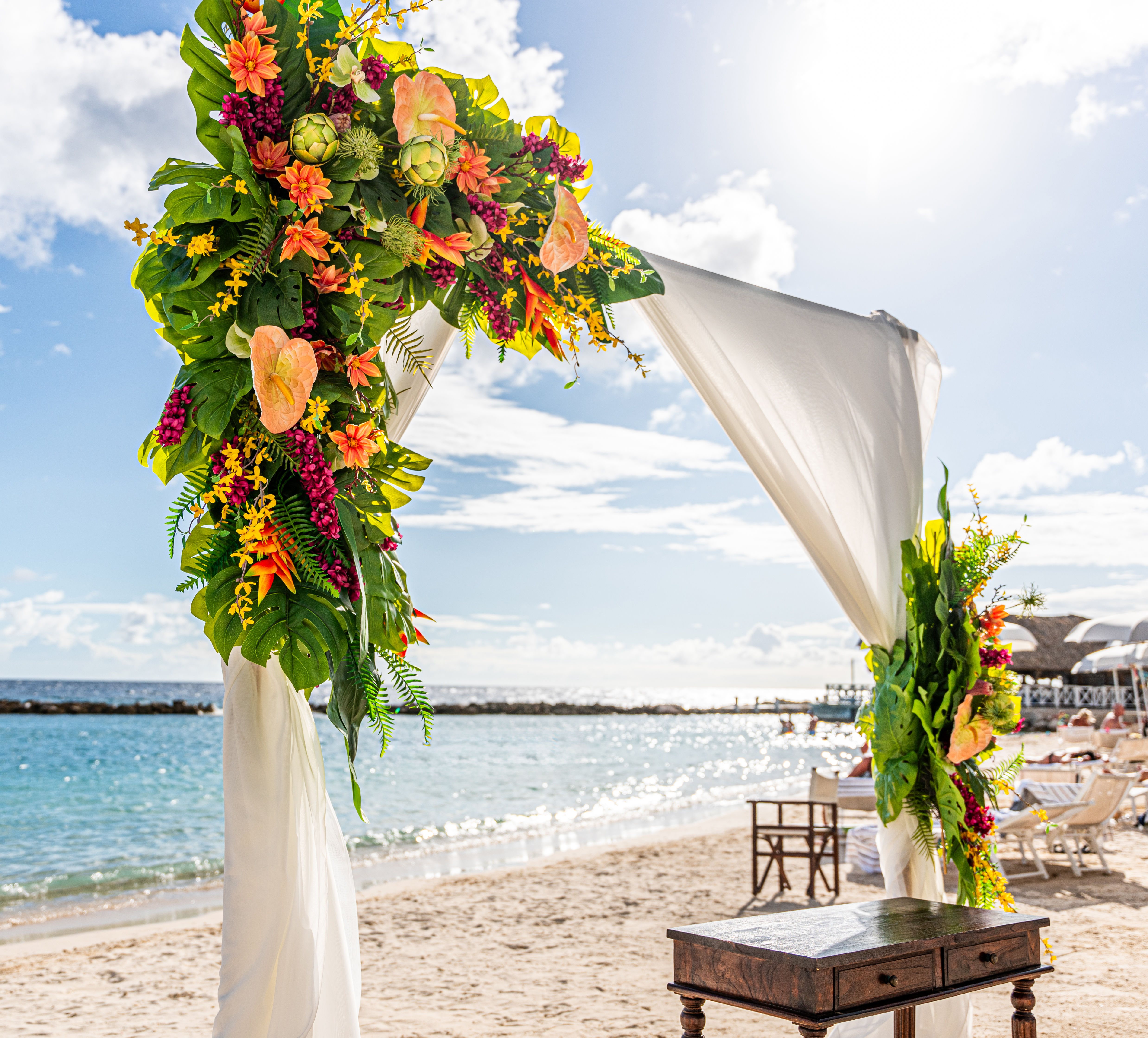 Wedding arch set up on the beach
