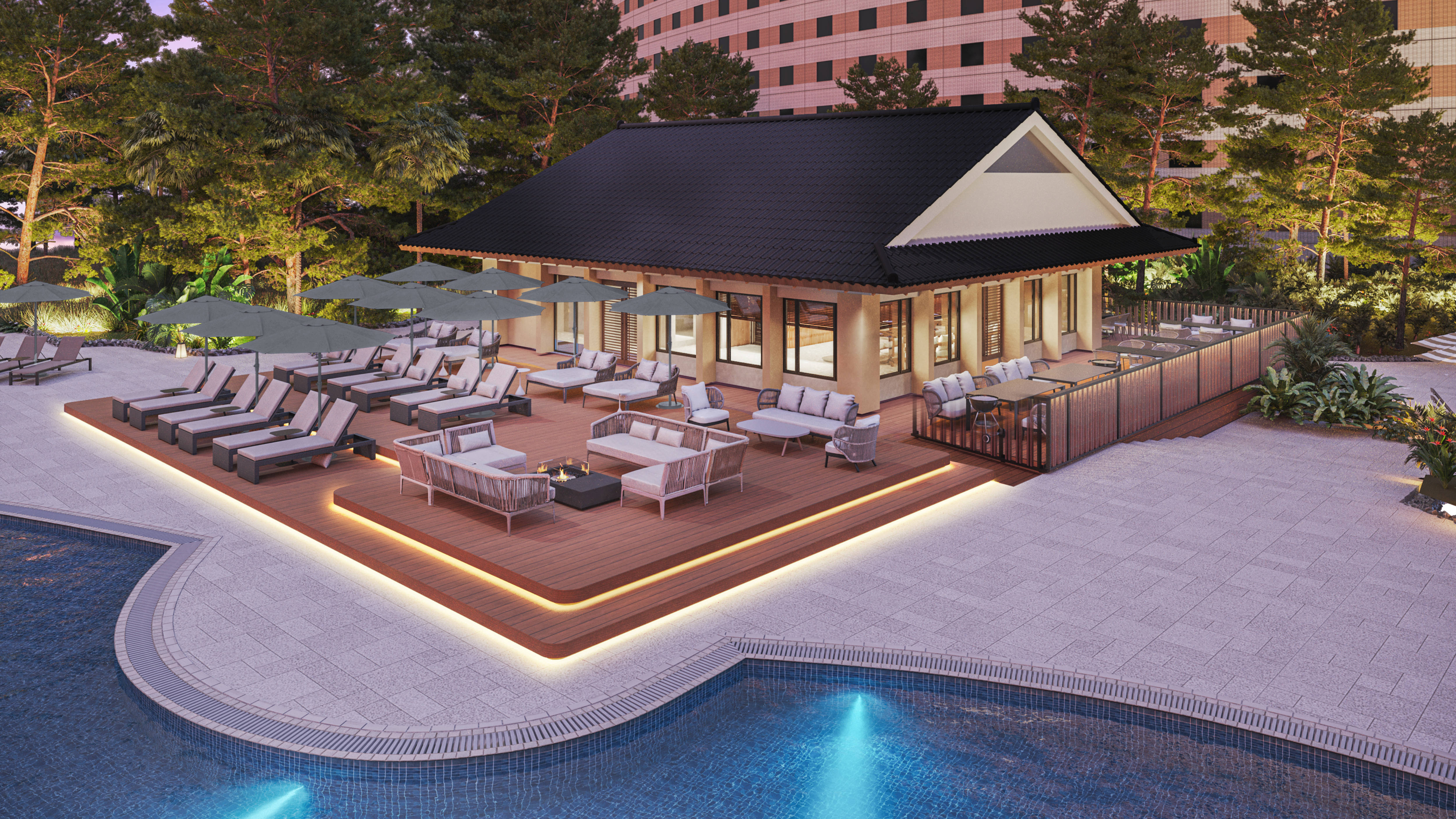 VIP Terrace on pool at Garden Pool Restaurant