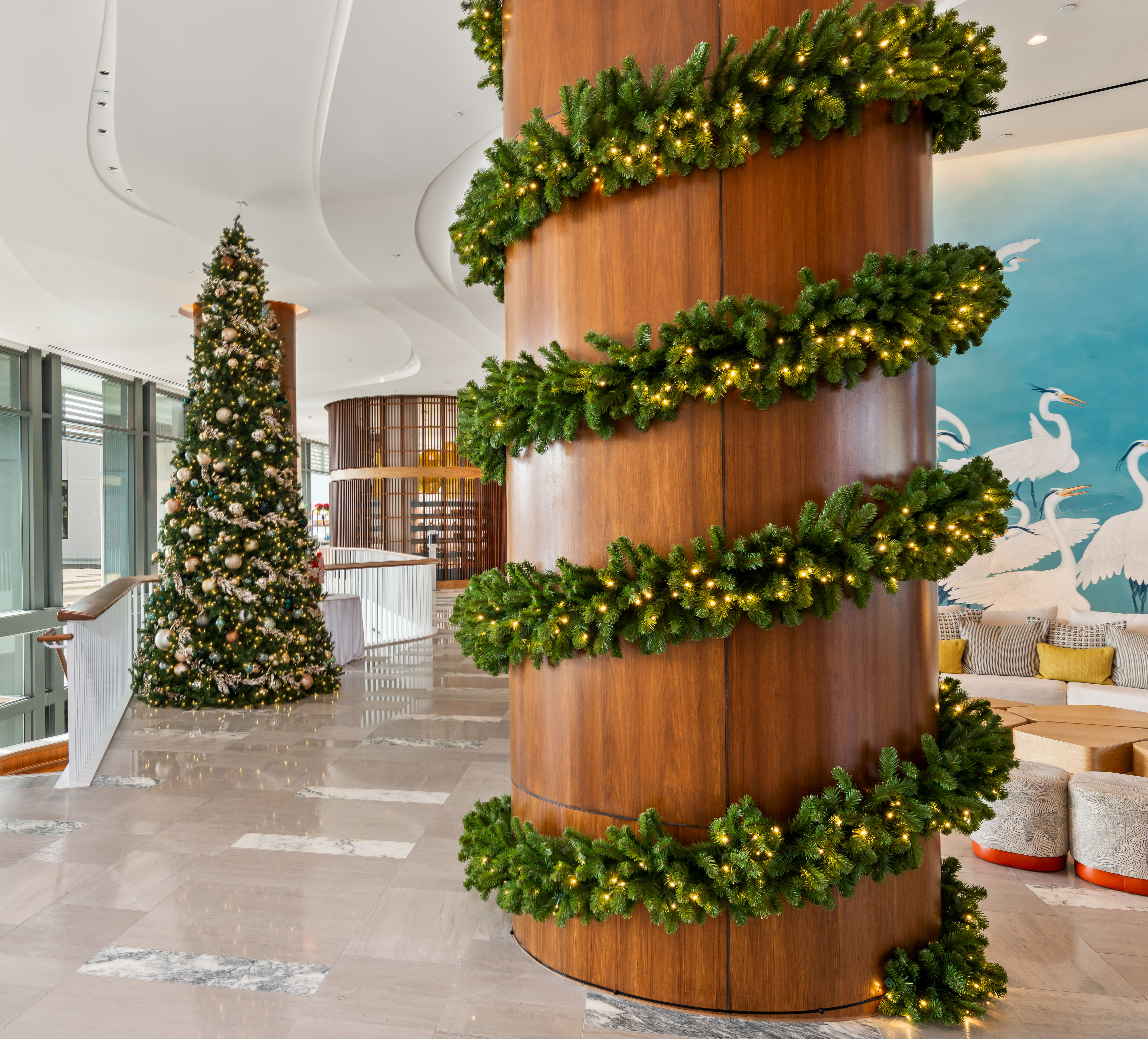 Shot of lobby themed for Christmas alternative shot