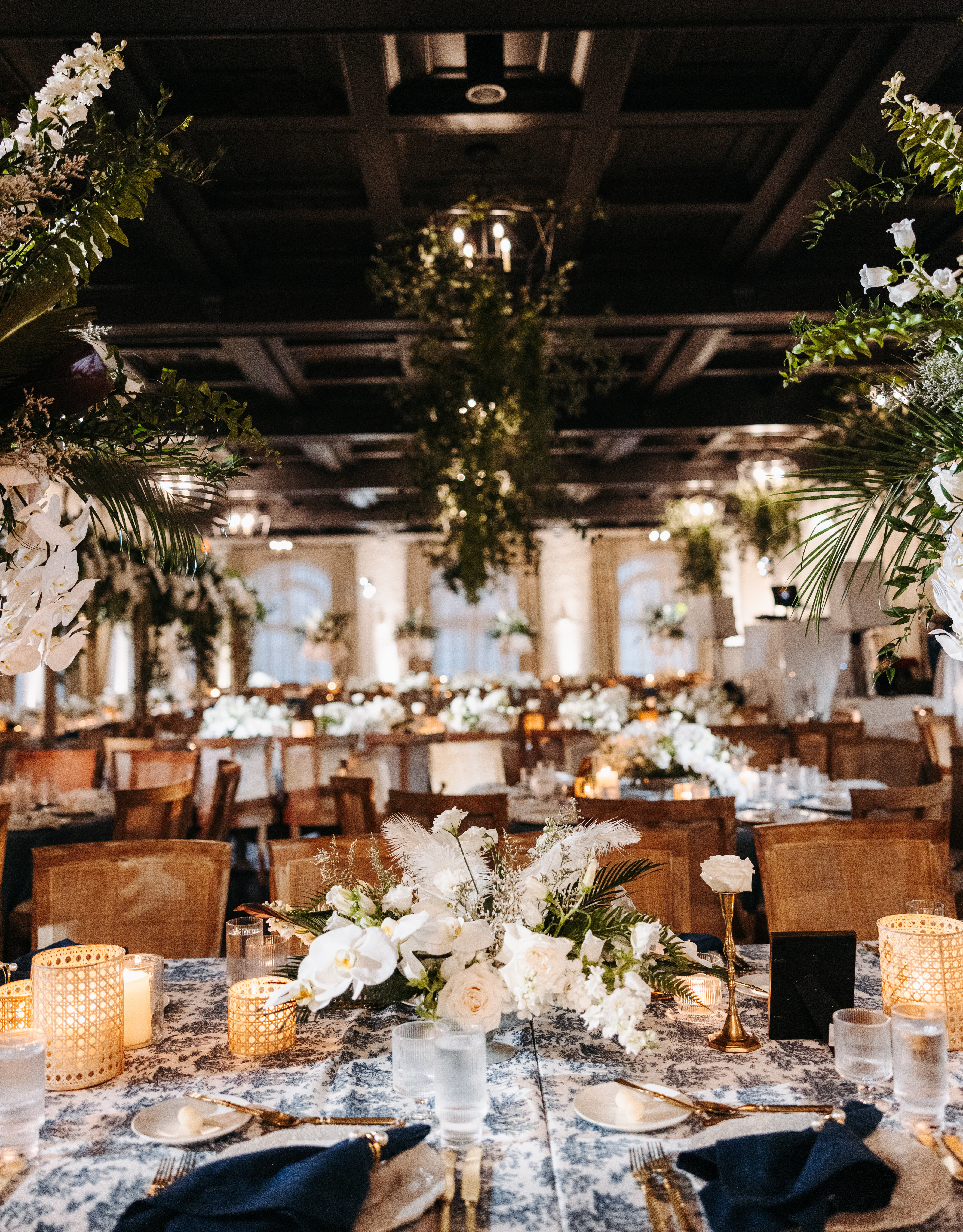 dining area with tables set