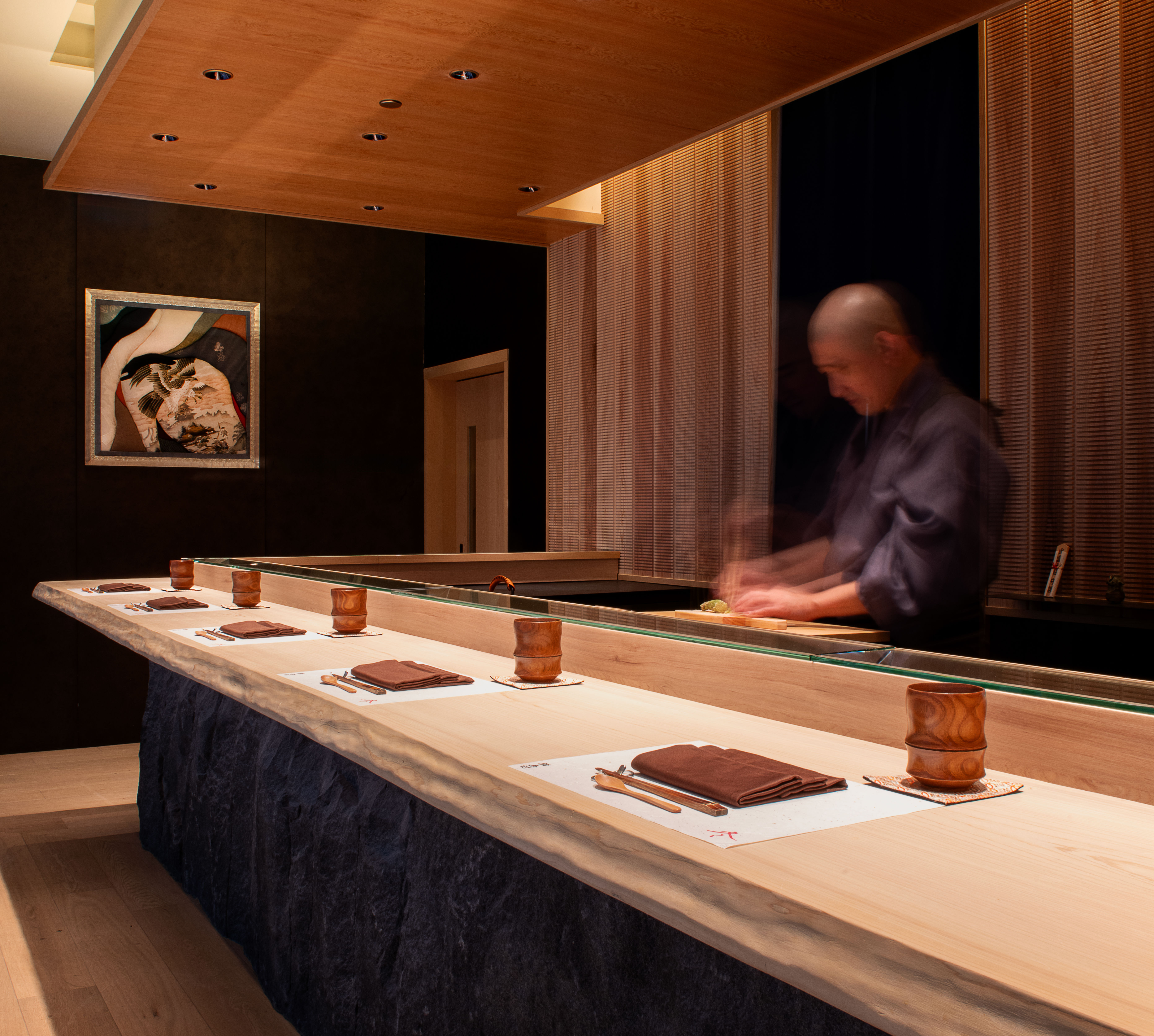 Área de comedor del restaurante Sushi Kimura