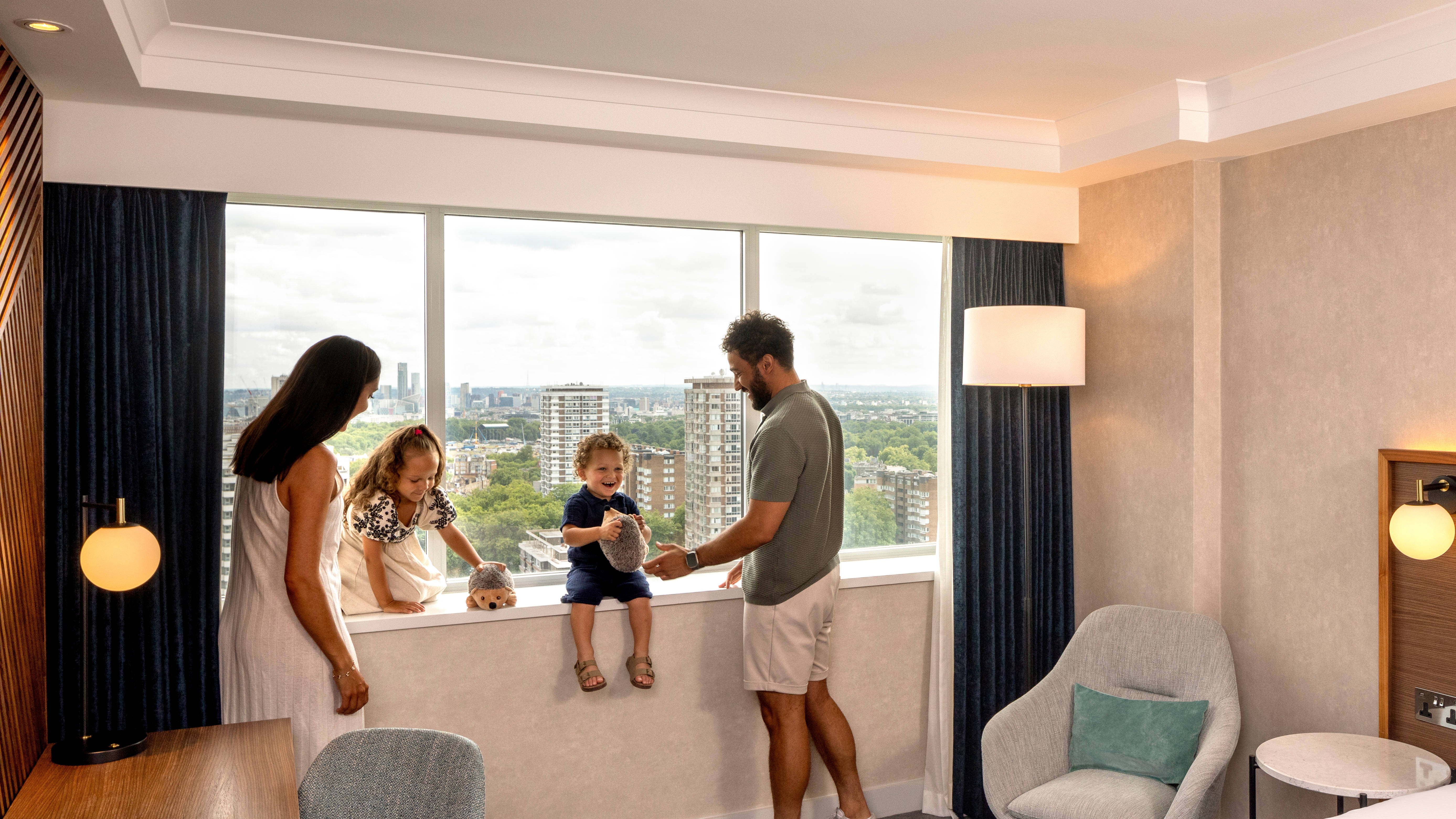 Family in hotel room