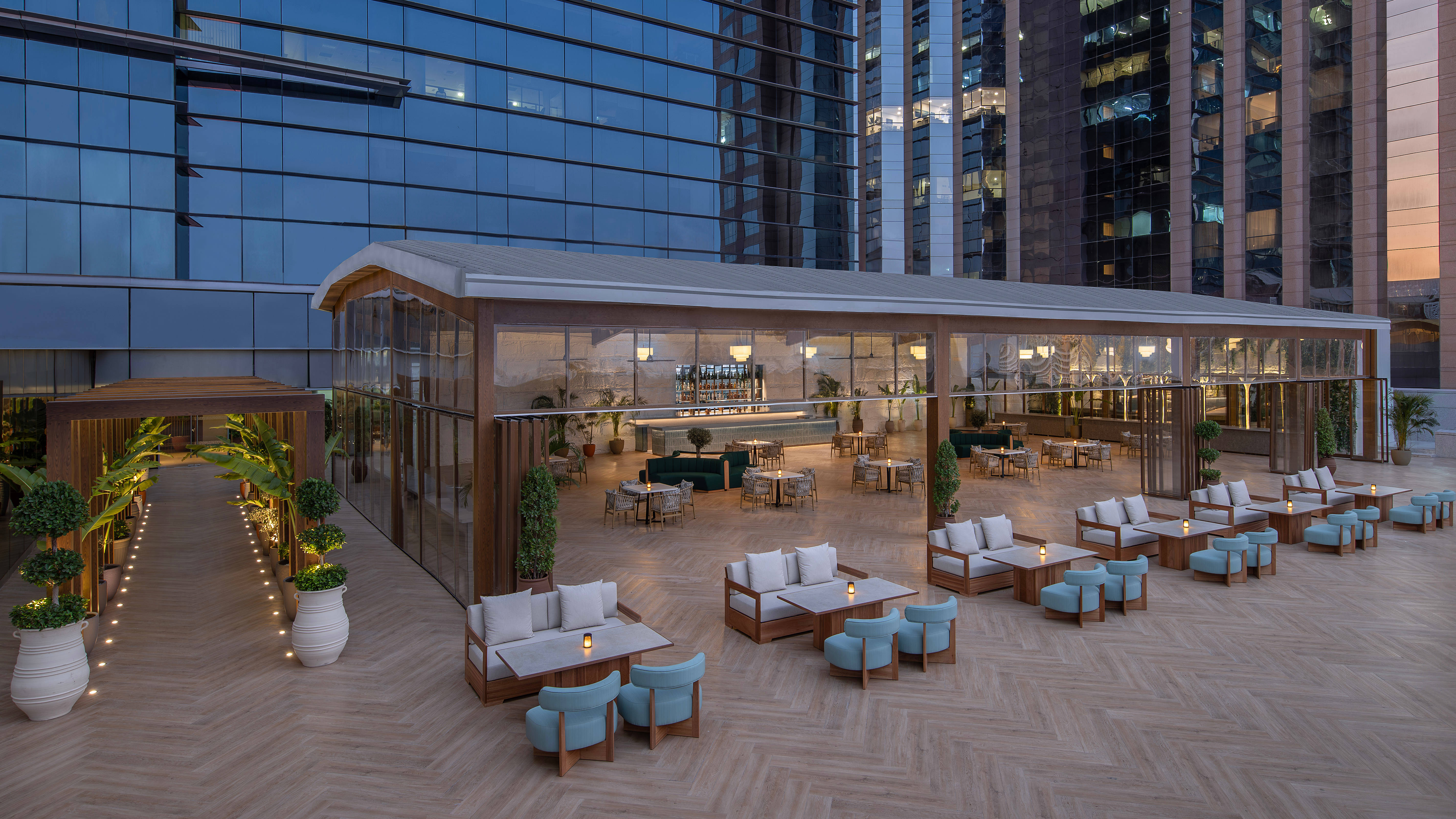 The Avery Meeting Area on a Hotel Terrace