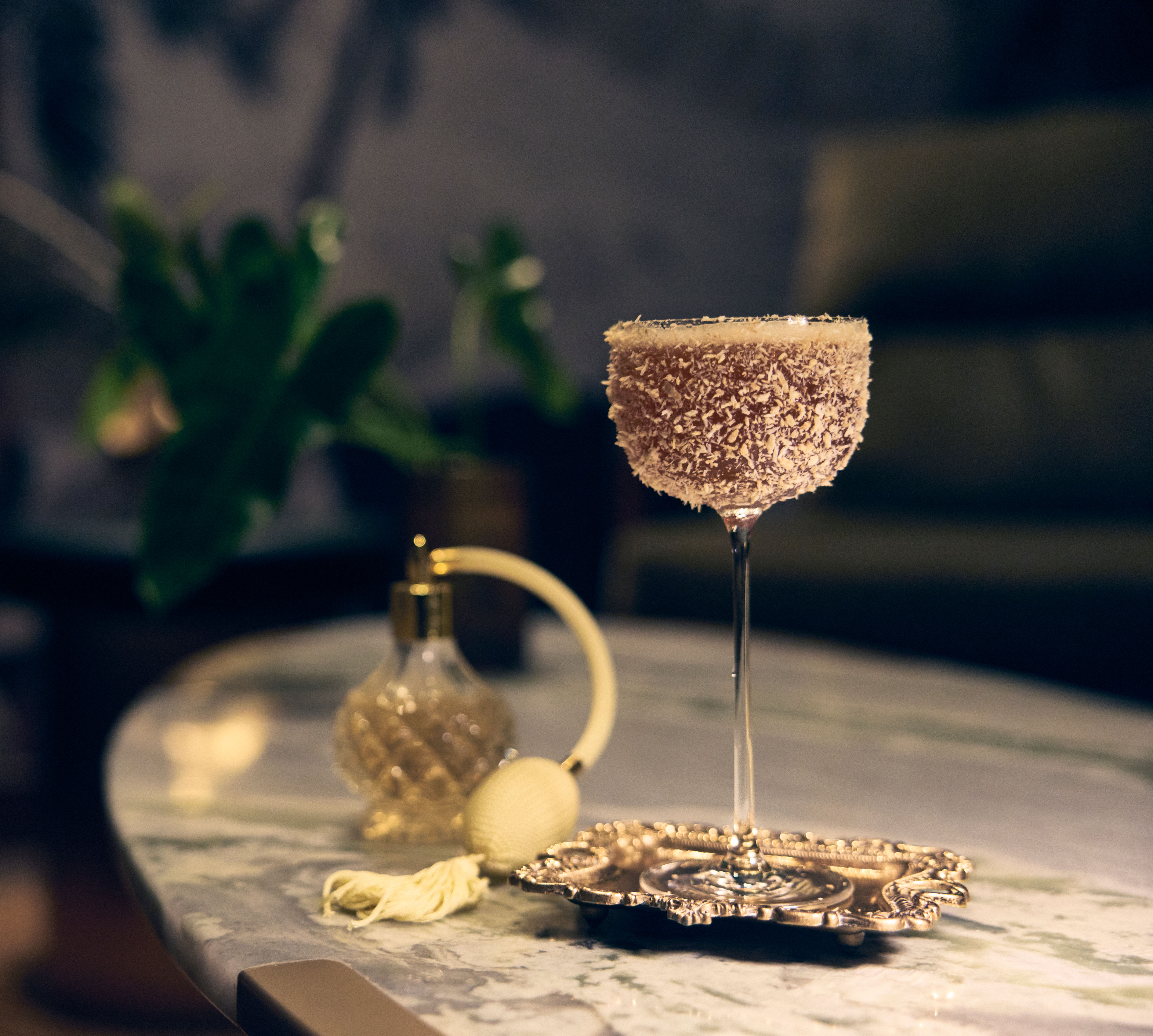 A Cocktail on a Table at Peacock Alley