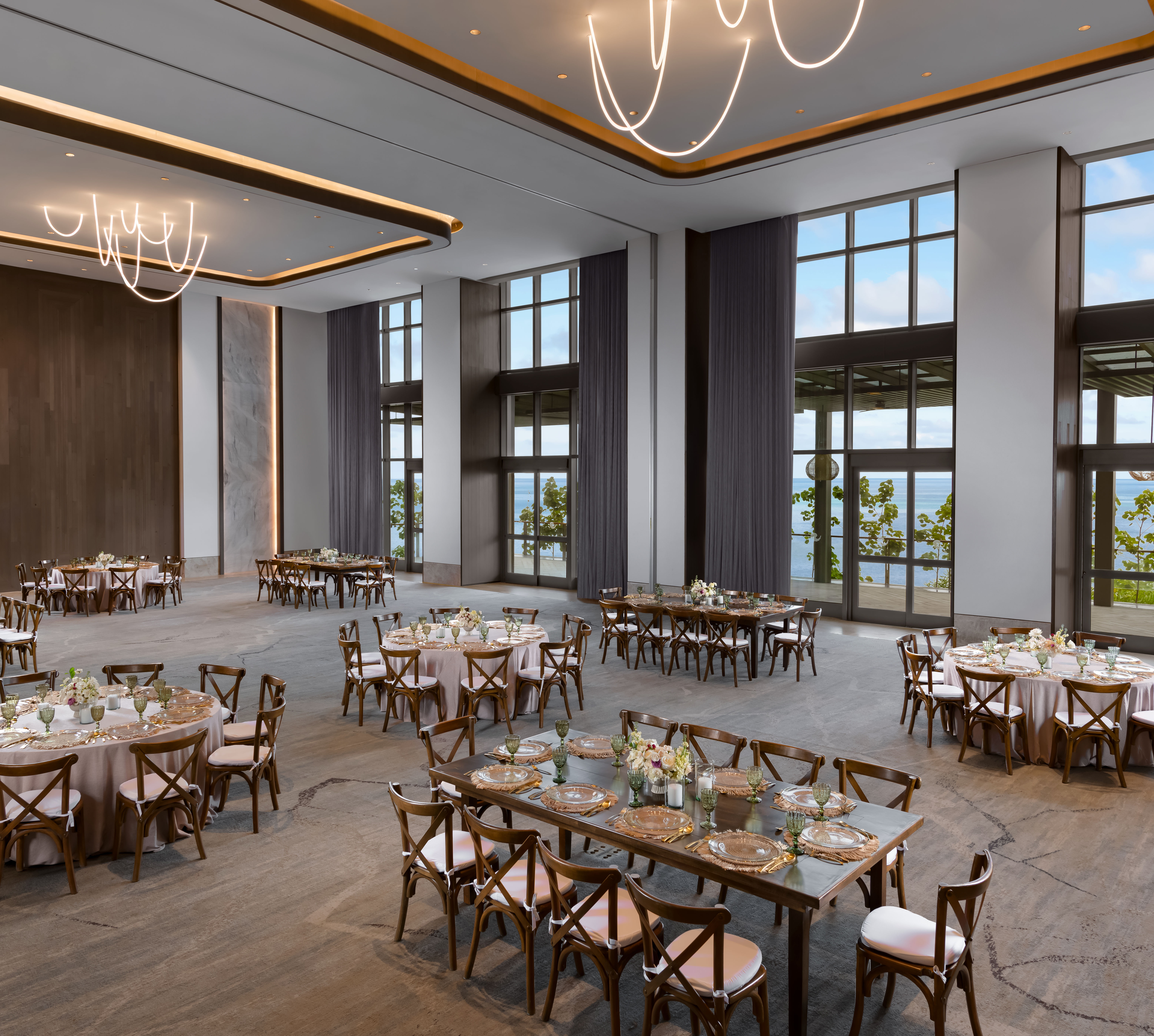 ballroom with tables and chairs