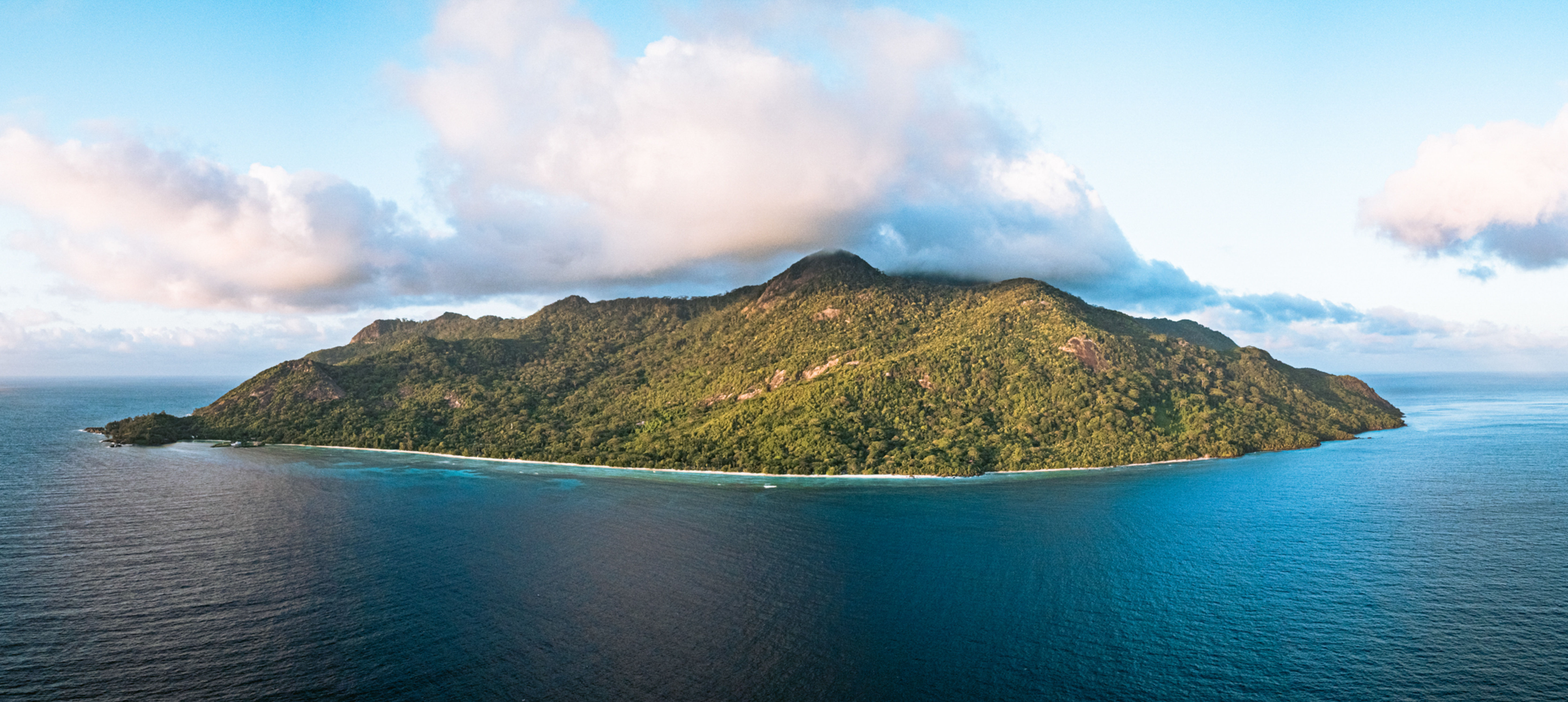 Aerial View of an Island on the Water