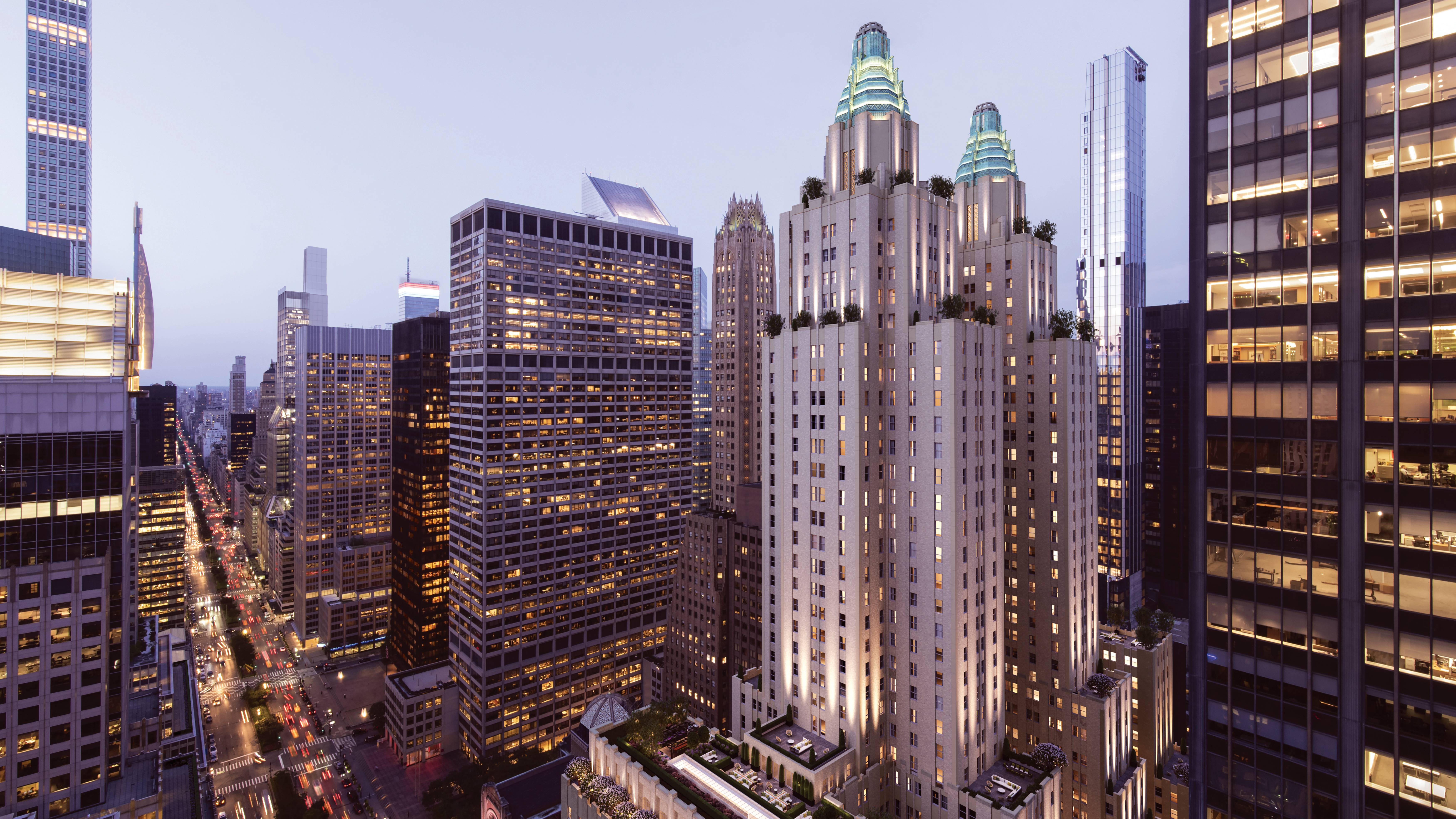 view of hotel in aerial skyline