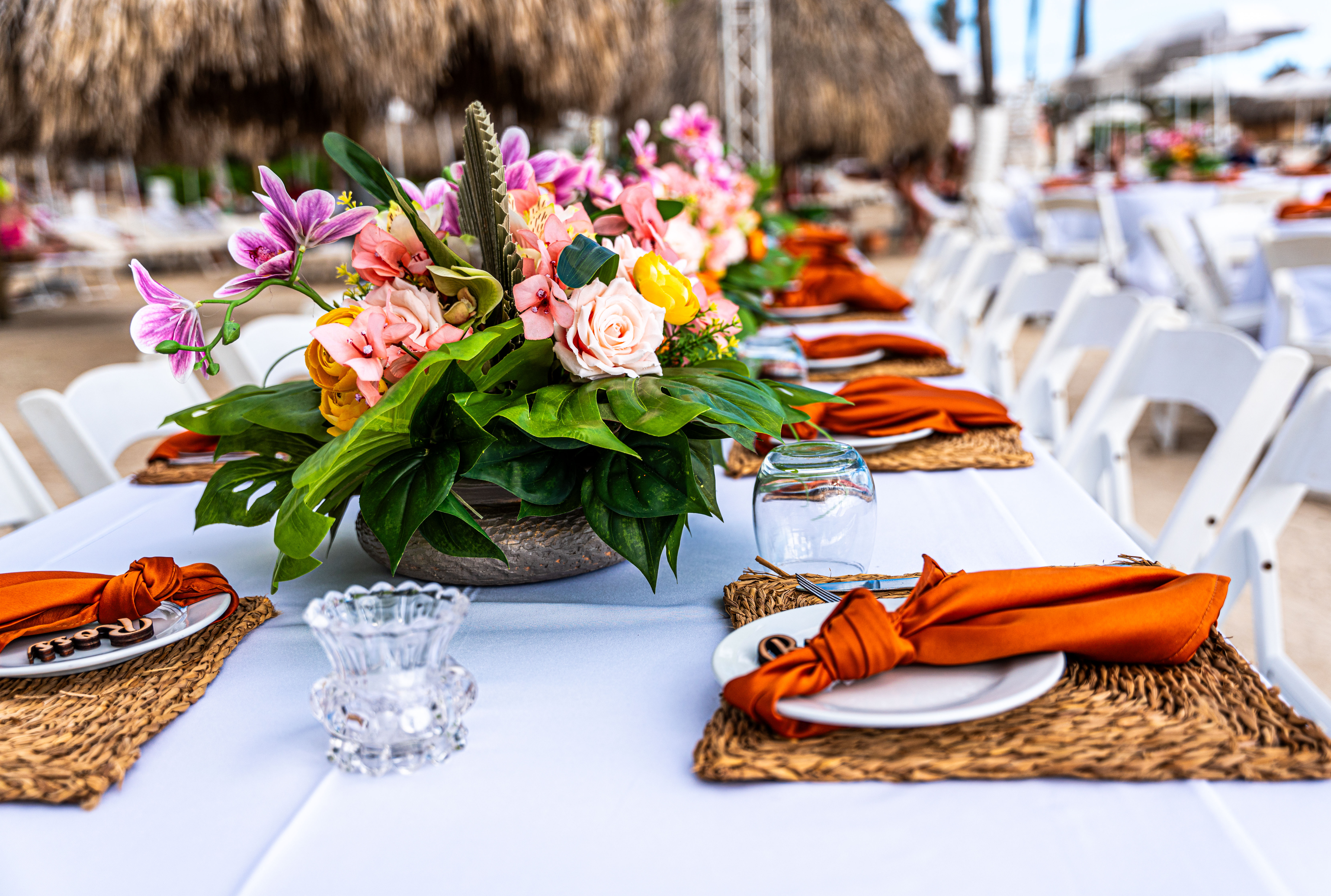Table set up with wedding decor