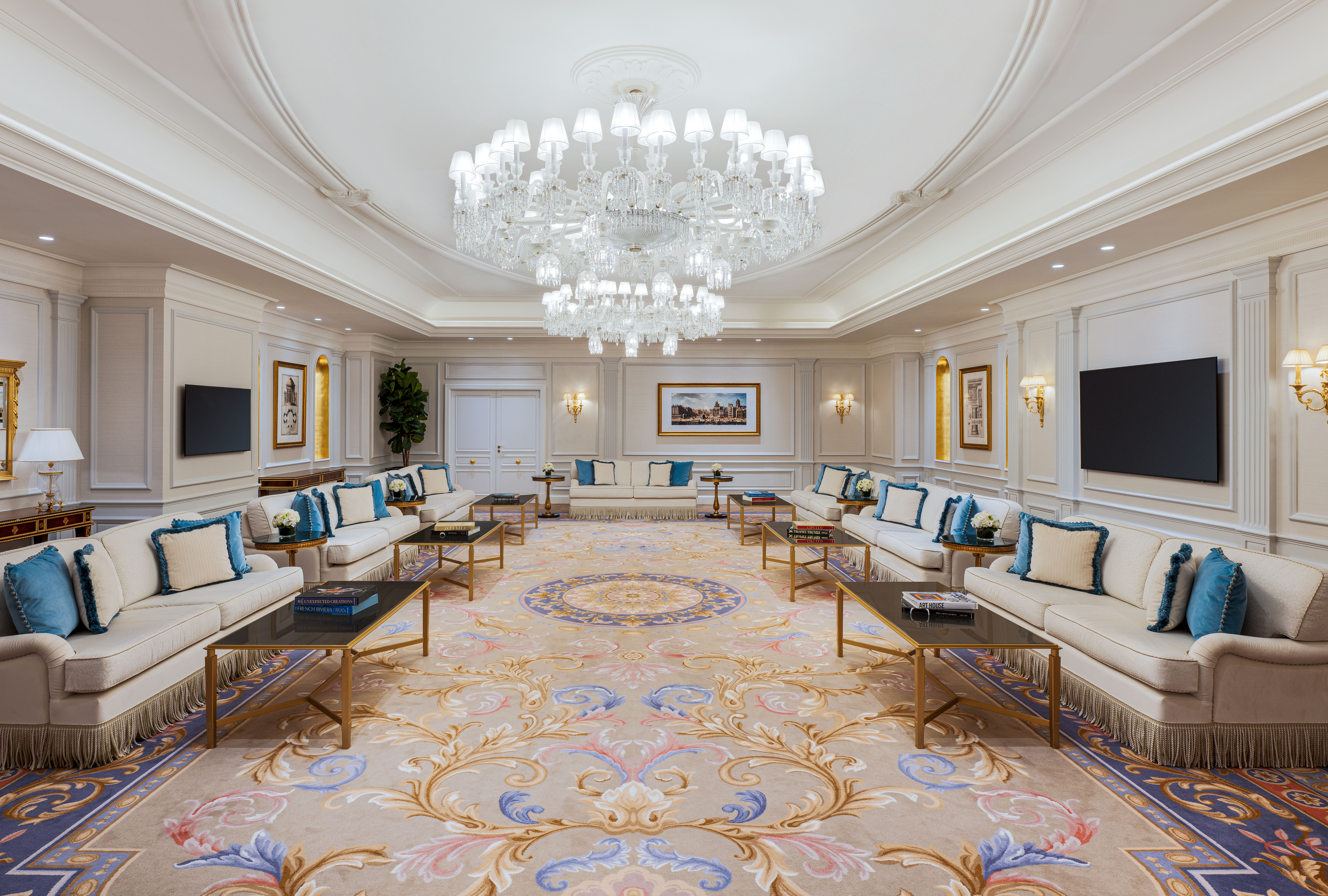 Majlis Meeting Room with TVs and Sofas with Small Tables