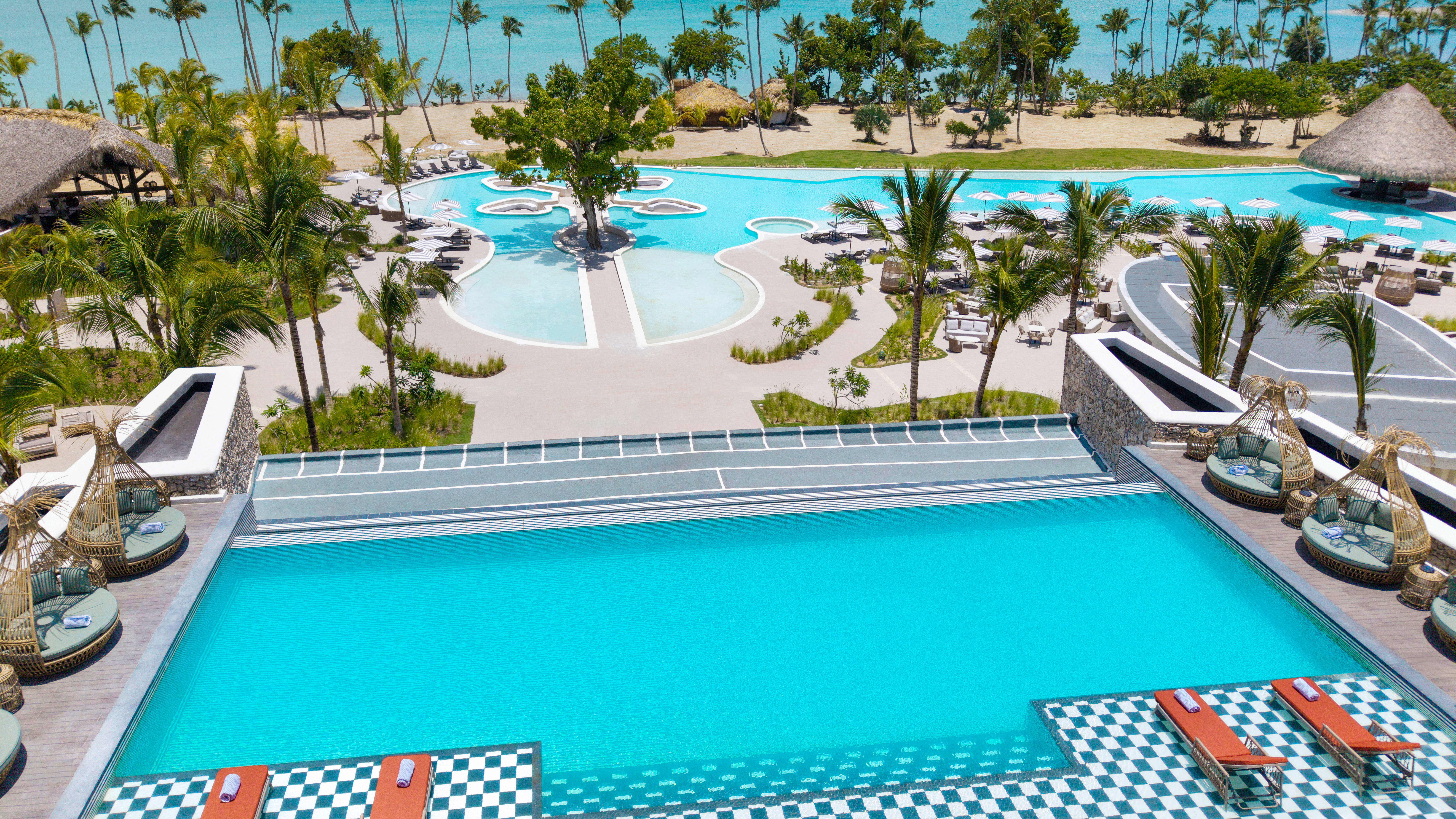 Von oben fotografierte königliche Palmenbecken