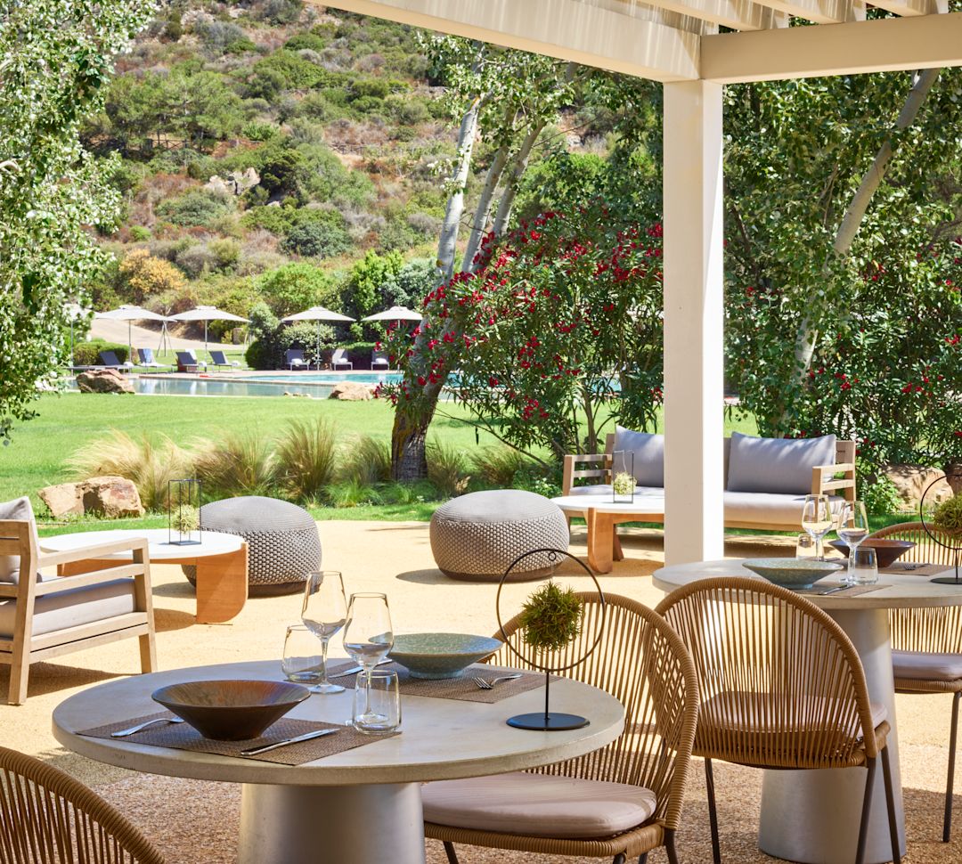 Terrazza del bar Il Canneto con vista sul giardino