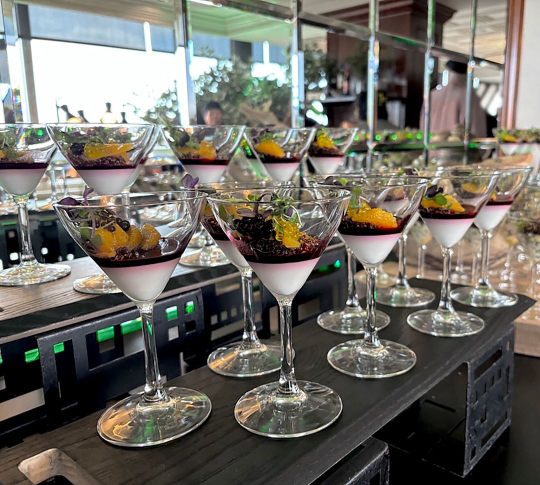 Cups with Dessert on a Counter