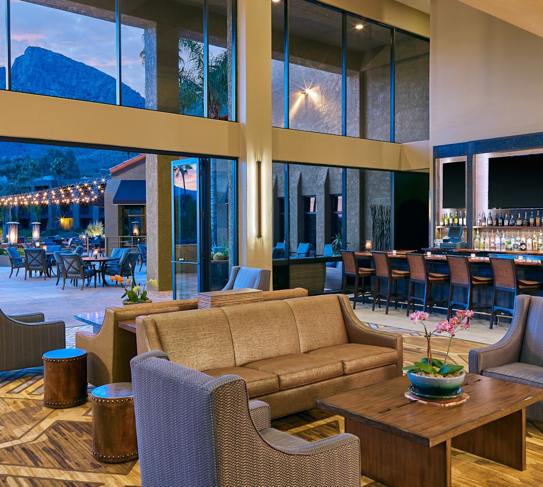 View of Colbri Lounge Area with Sofas and Table and Outside View