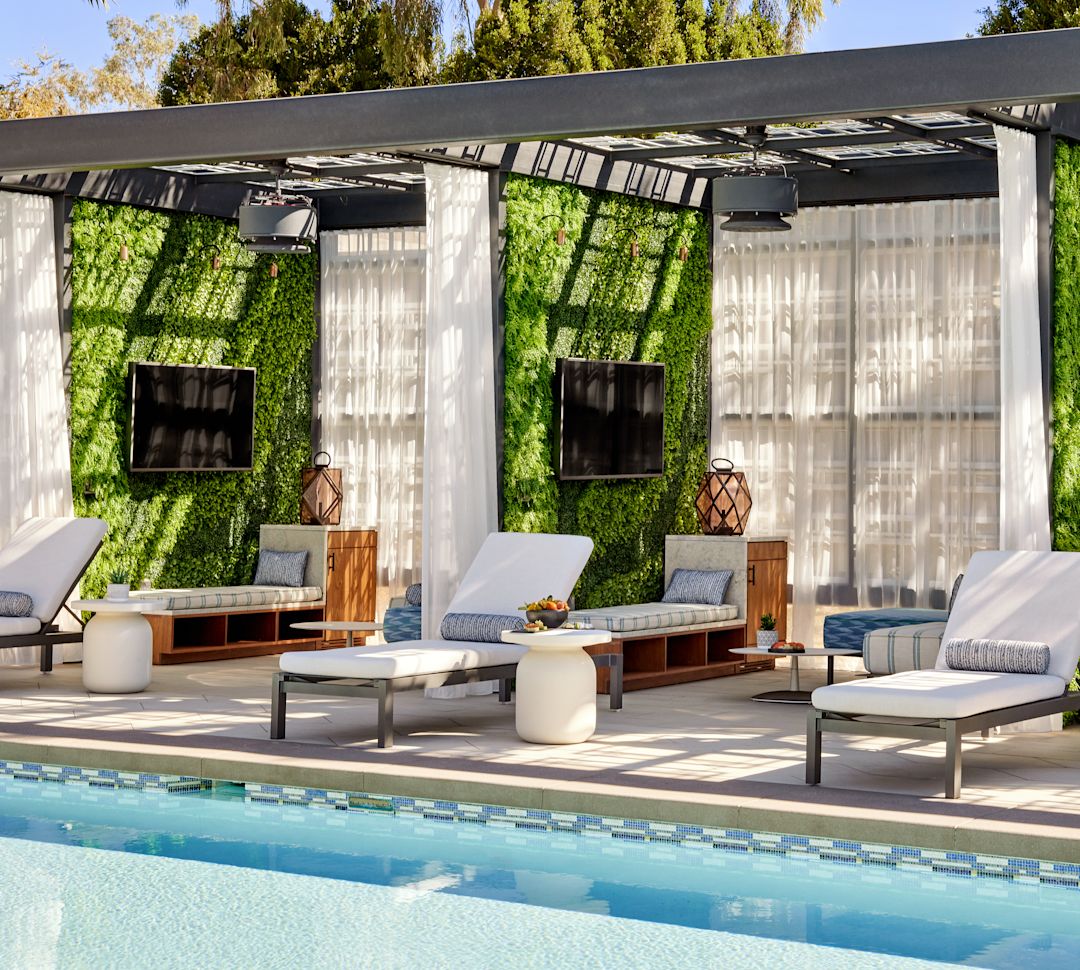 outdoor pool cabanas