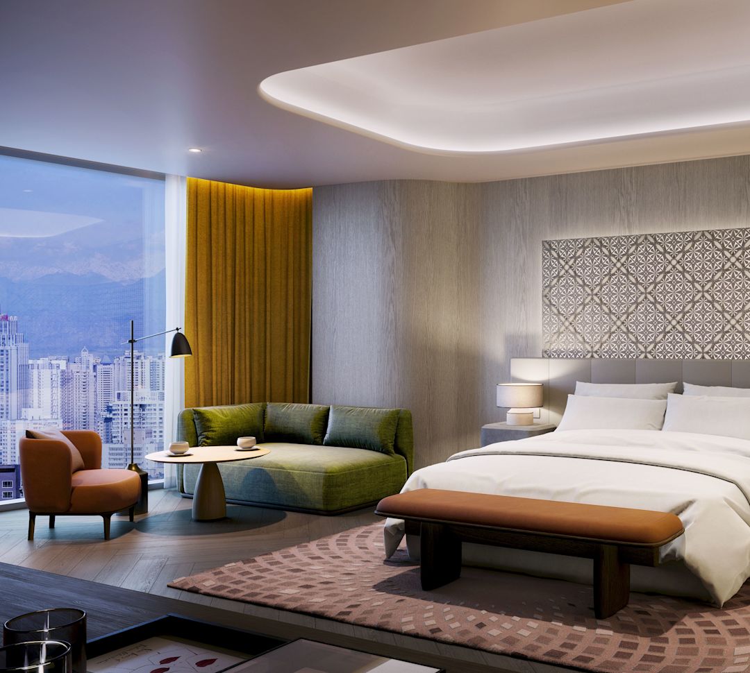 King Bedroom With Sitting Area And Outside View