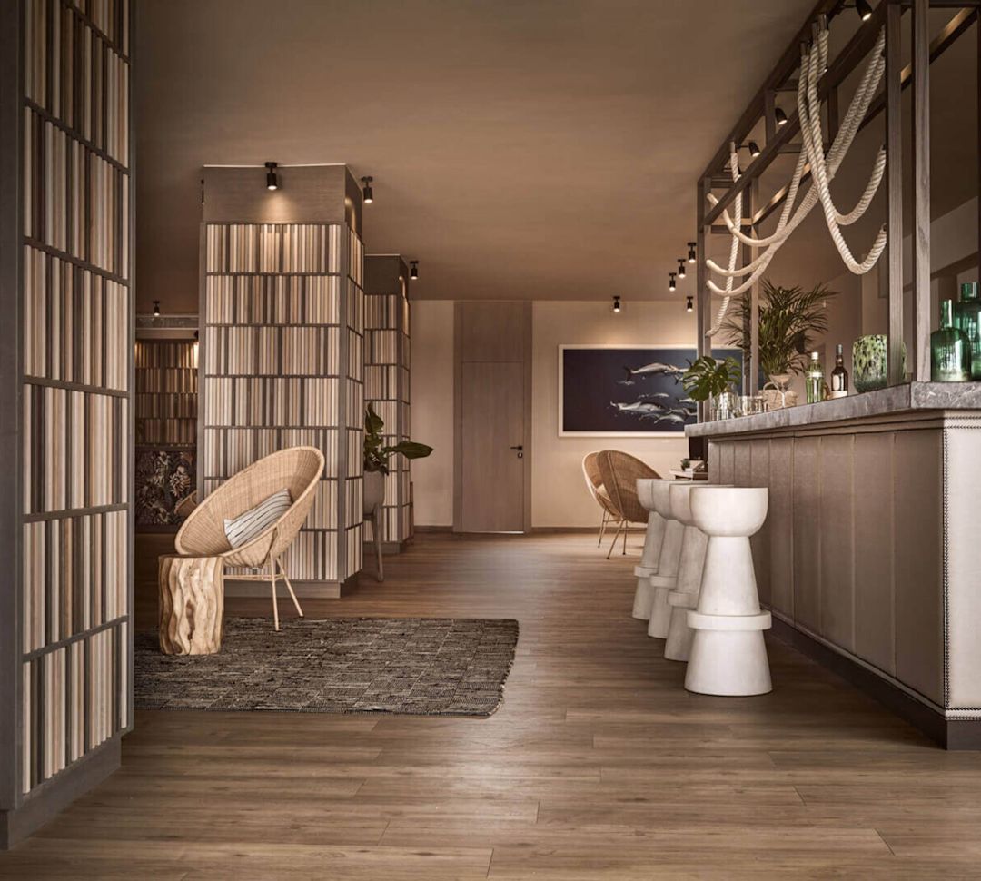 Moderní bar, přechod do baru