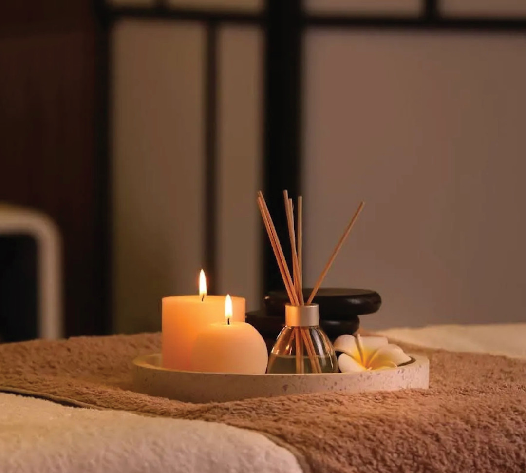 candles on tray