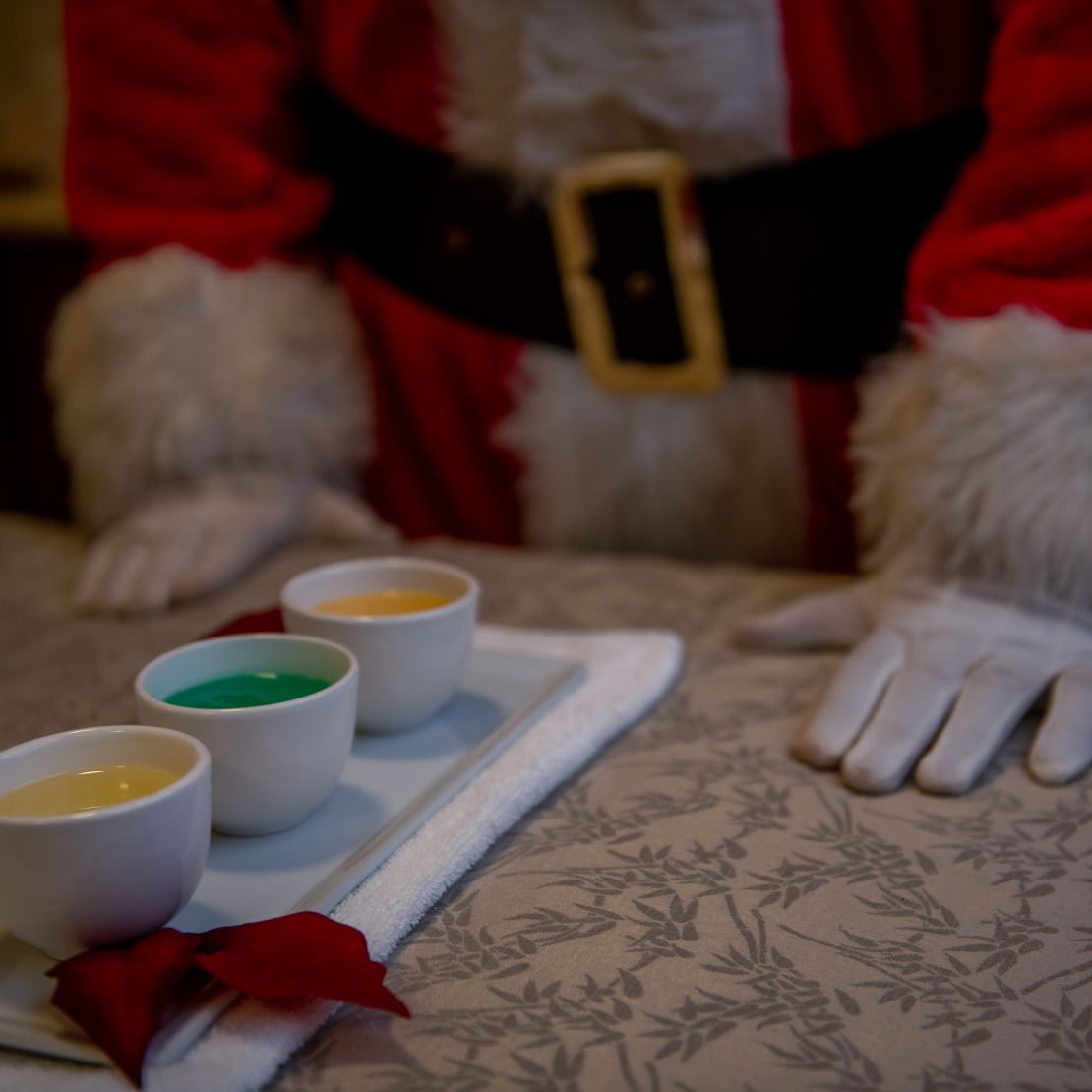 Close-up of Santa's hands with dips