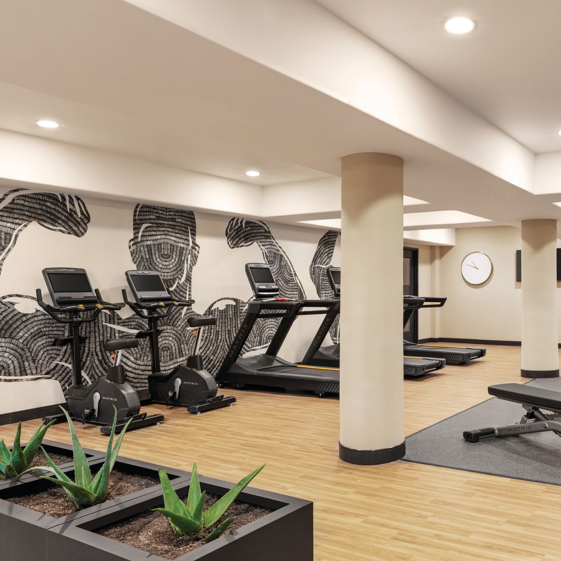 Treadmills and Weights in Fitness Center with HDTV