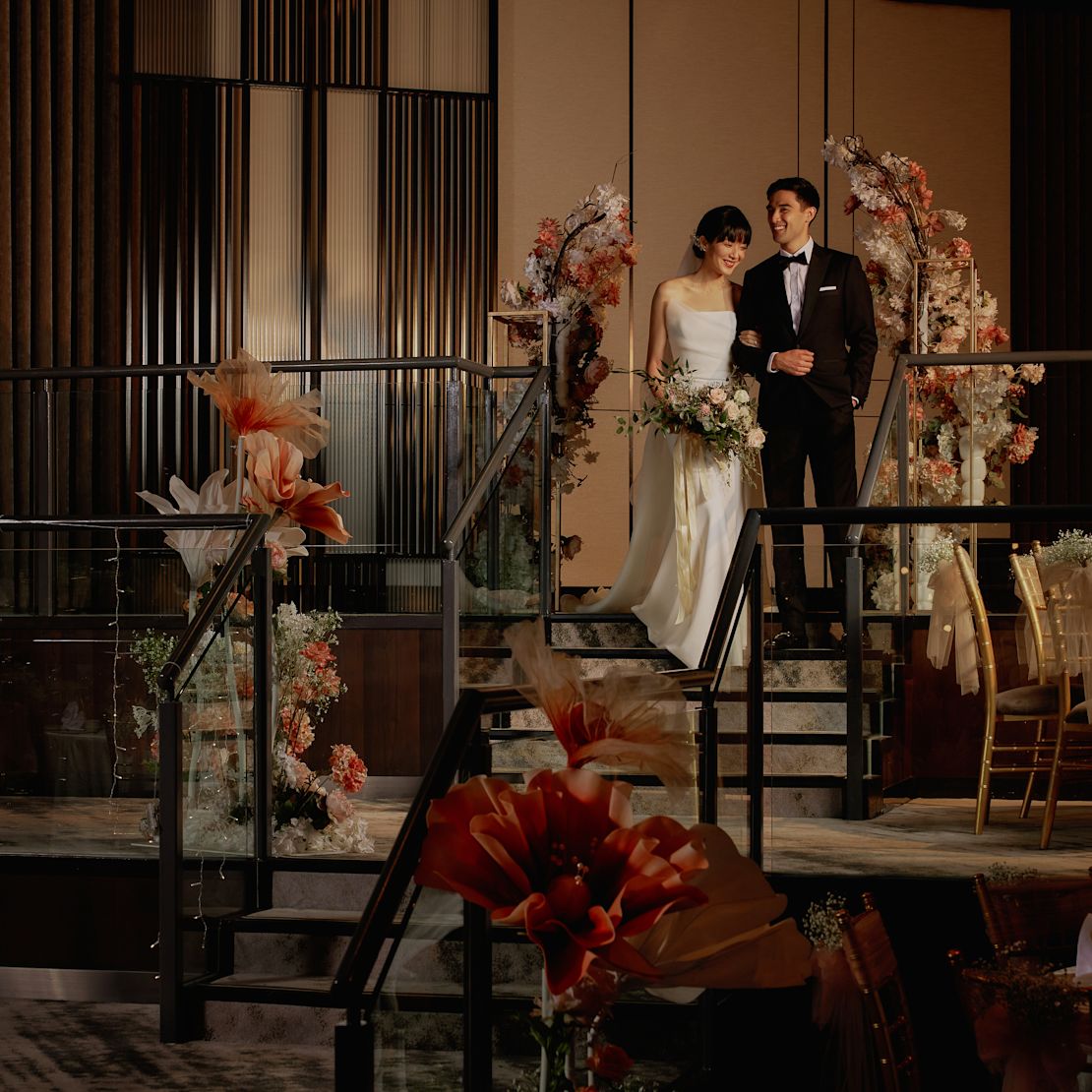 Couple Celebrating Their Wedding in Imperial Ballroom at the Hotel-transition