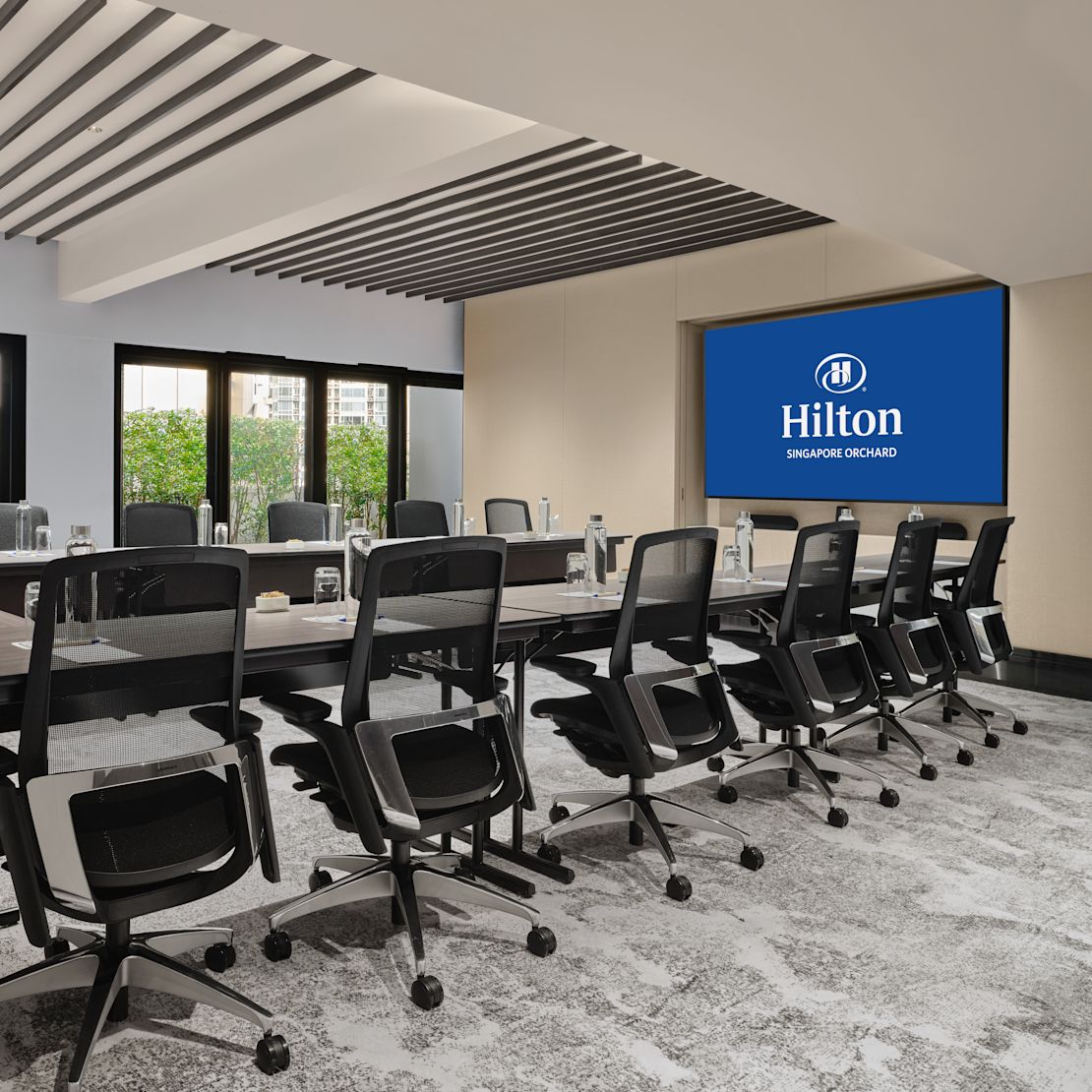 meeting room with u shape table and chairs-transition