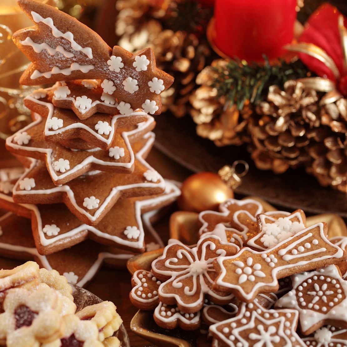 Christmas Cookies, Candles and Decorations on a Table-transition