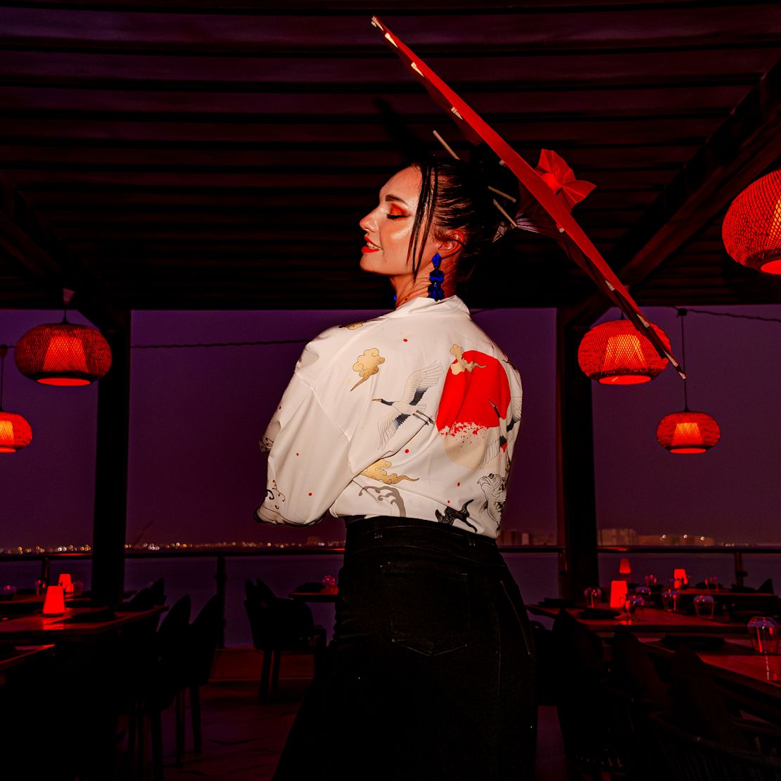 A Woman Wearing an Ethnic Attire at Sanchaya Restaurant-transition