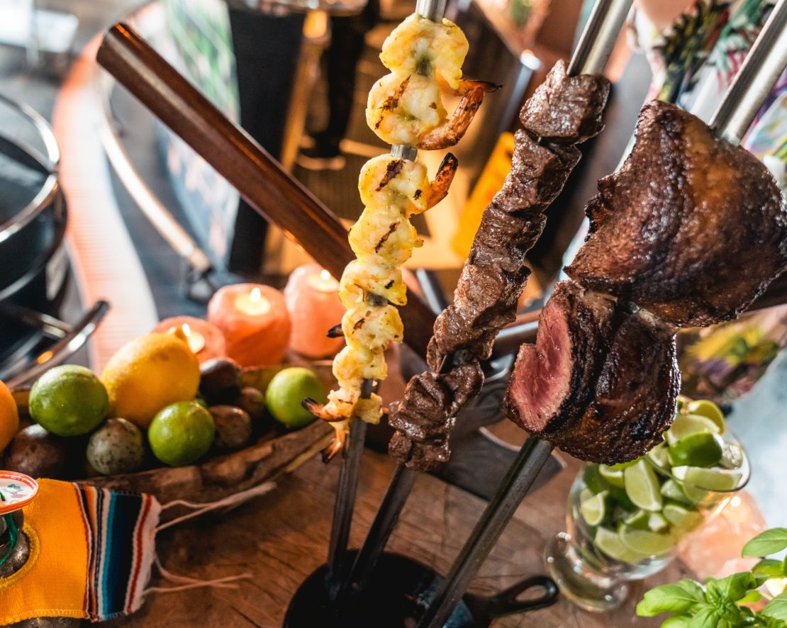 Close-up of Skewered Meat-transition