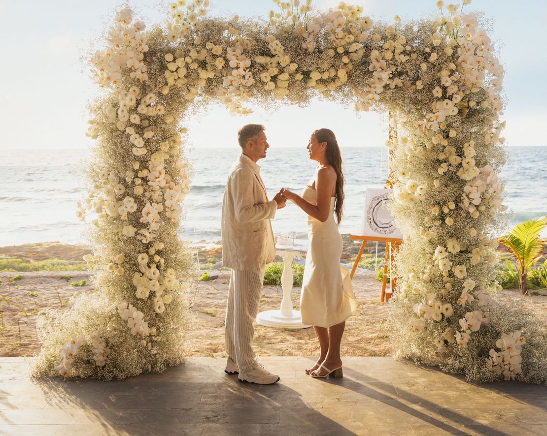 Couple Getting Married on a Covered Area at the Beach-transition