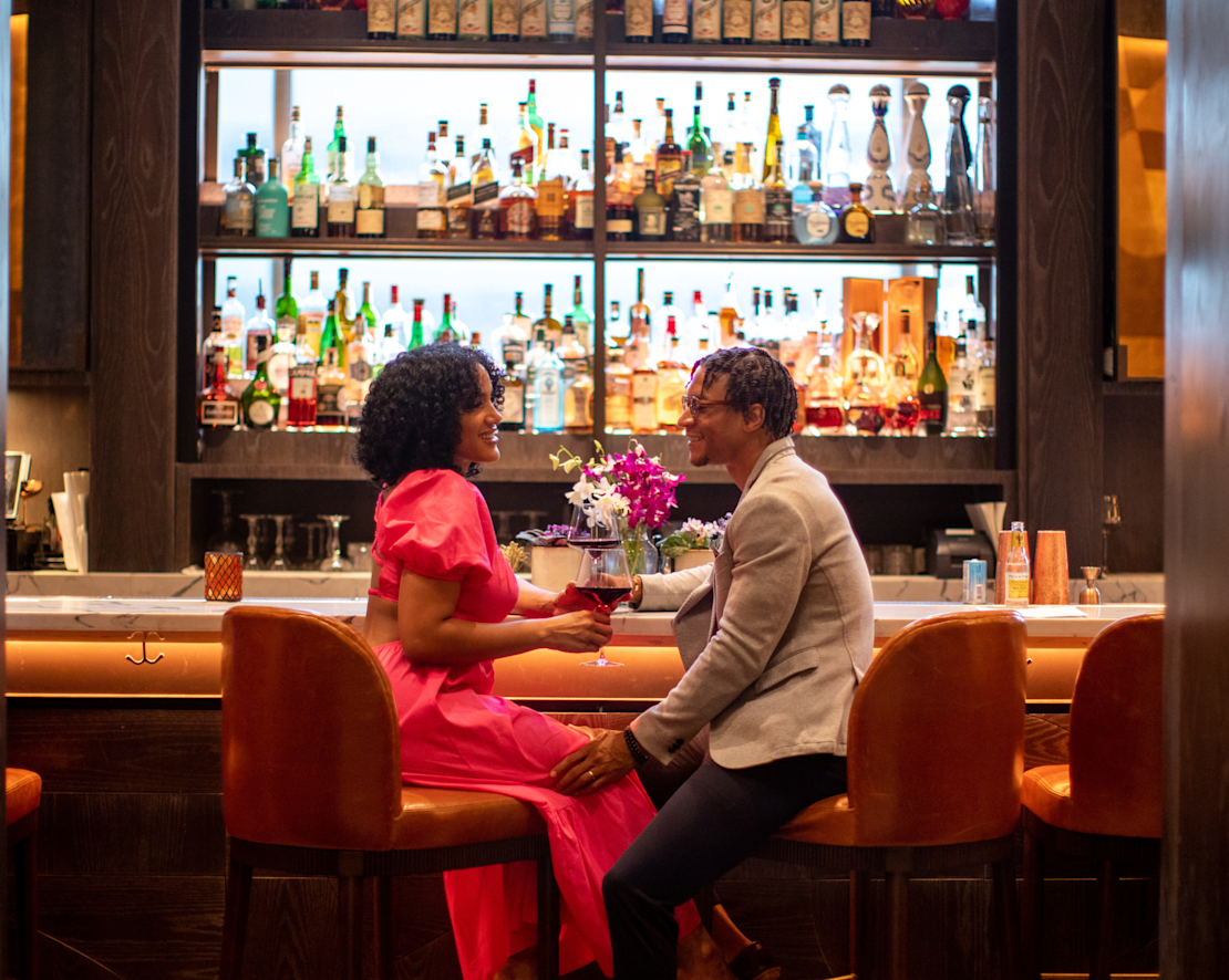 Couple Having Drinks at a Bar-transition