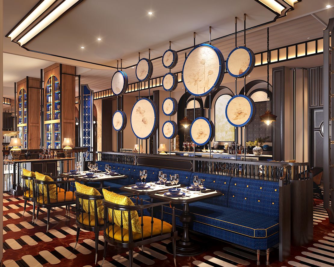 レストラン「チャイニーズ」のダイニングエリア。次のトランジション