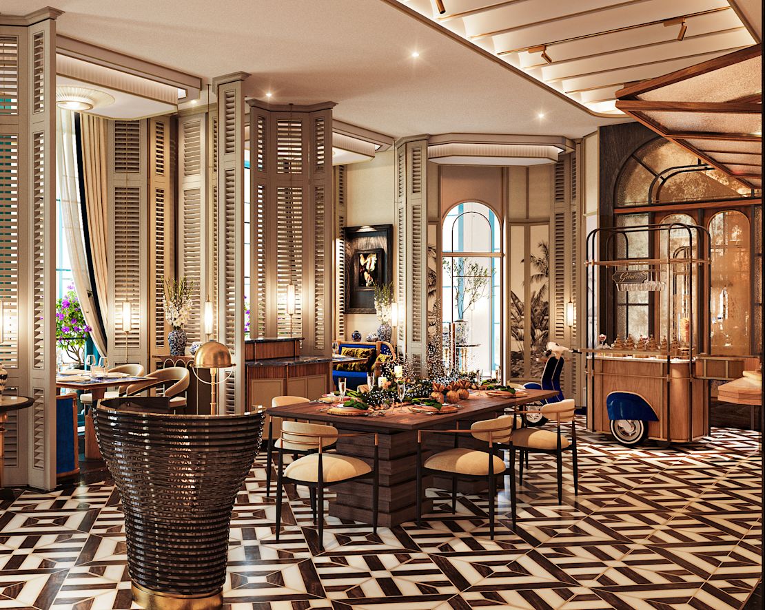 イタリアン・ピアッツァ・ロビーのダイニングエリア。旧バージョン